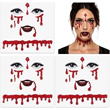 3PCS Vampire Face Jewels Stickers Rhinestone Halloween Tattoos for Women