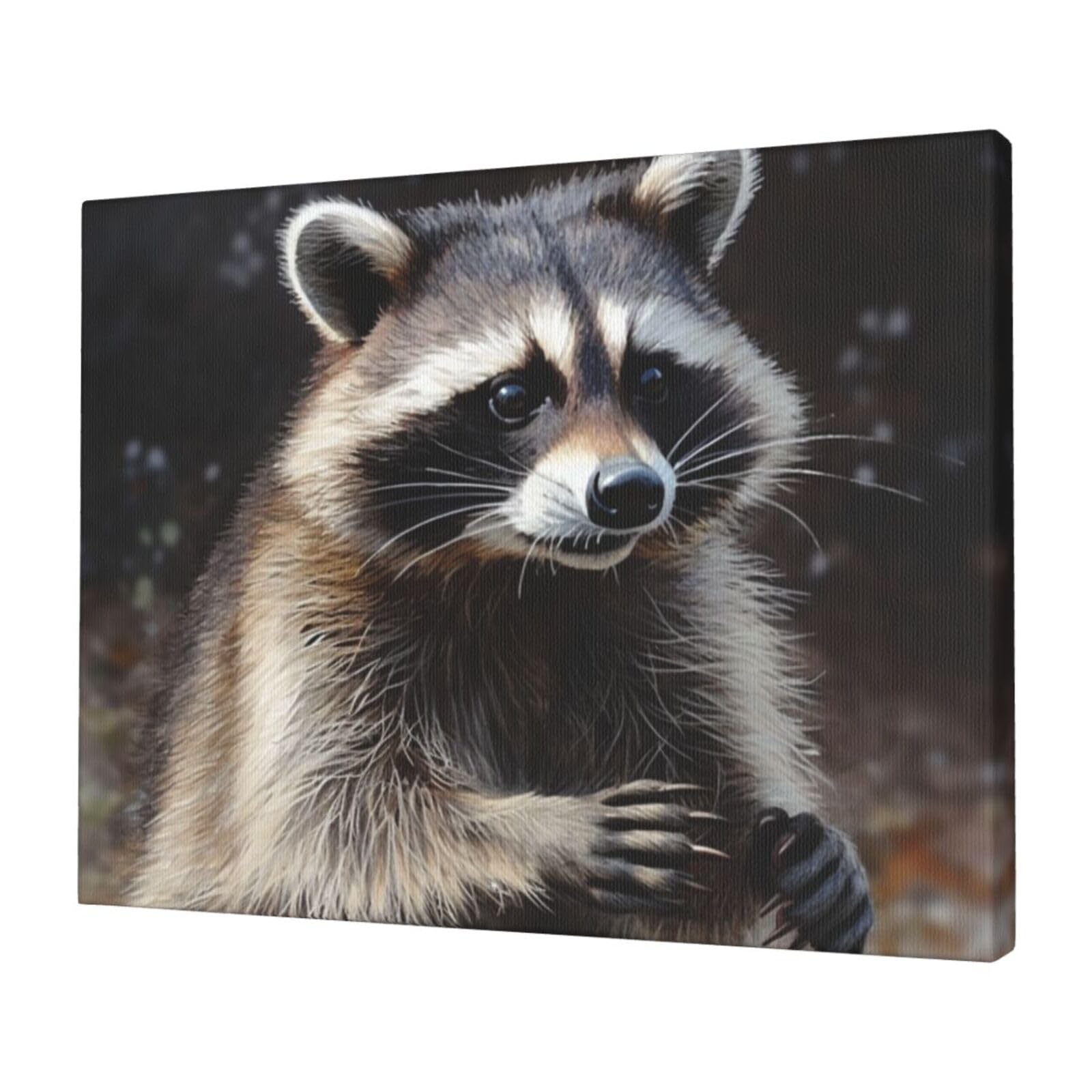 KLOPH Raccoon Canvas Wall Art for Living Room 12"x16" Modern Artwork Painting for Bathroom Hanging Canvas Prints Aesthetic Wallart for Bedroom Kitchen Office Wall Decor