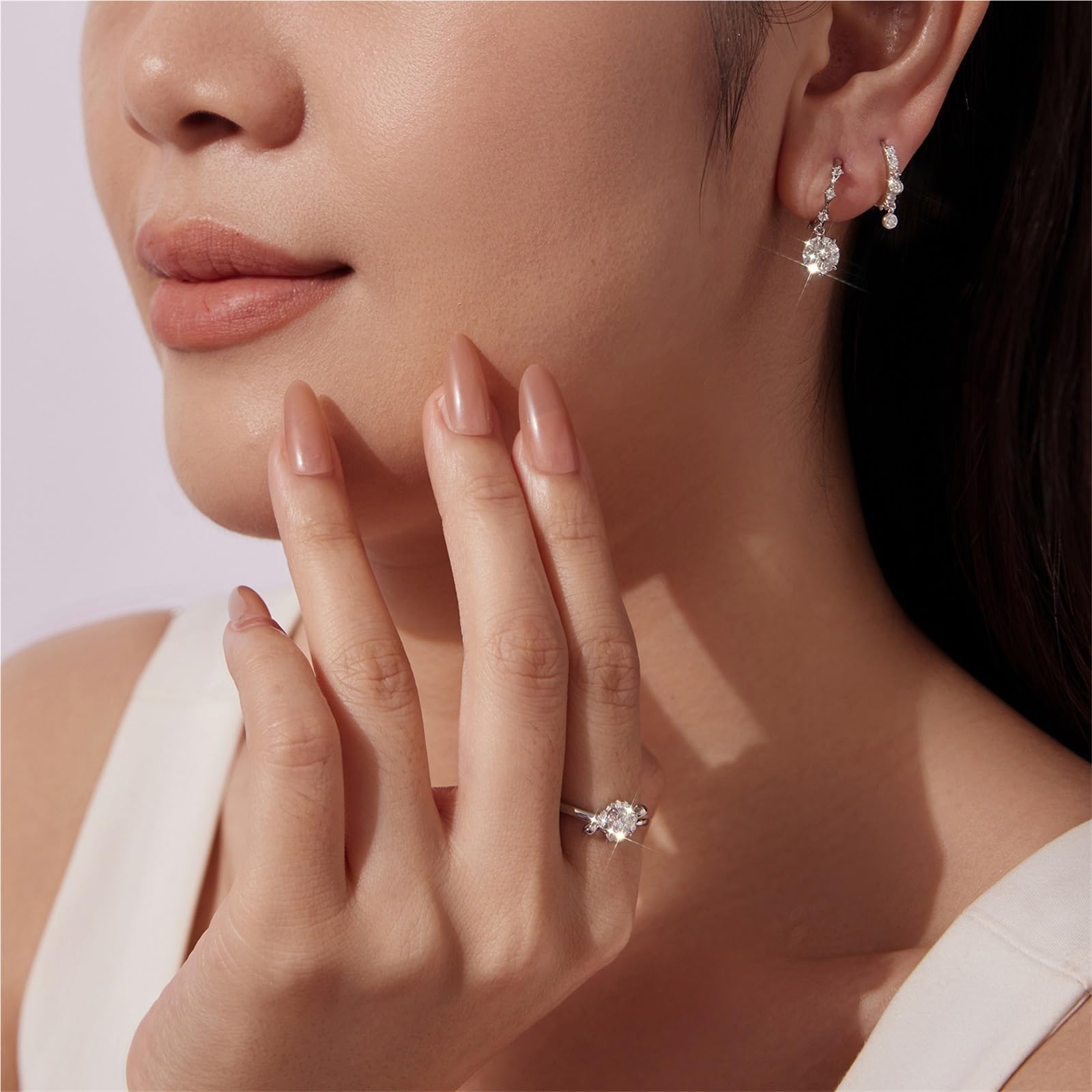 Pendientes de aro Huggie de moissanita de plata de ley S925 de 1 quilate con certificado, aros pequeños for dormir, hipoalergénicos for mujer, regalo diario