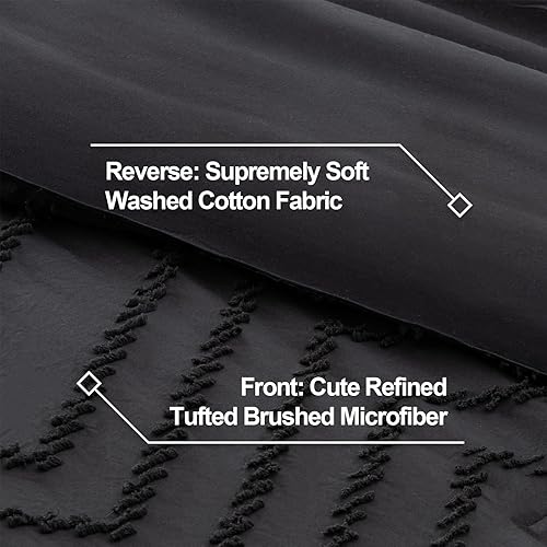 Miniatura 6 de Litanika Juego de edredón negro California King, juego de edredón de 3 piezas tamaño California King, juego de ropa de cama esponjoso (edredón de