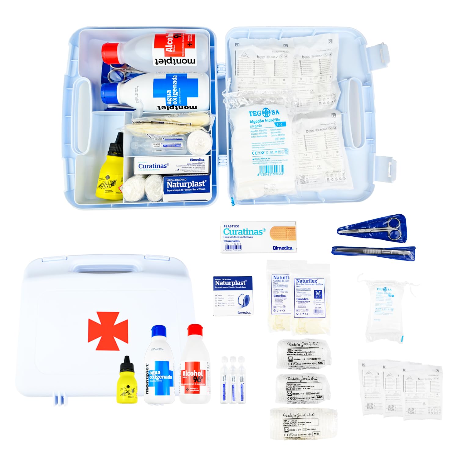 FERRETELIX® Botiquín Maletín Homologado con Dotación – 26 x 23 x 7 cm – Kit de Primeros Auxilios Portátil – Uso Profesional y Doméstico