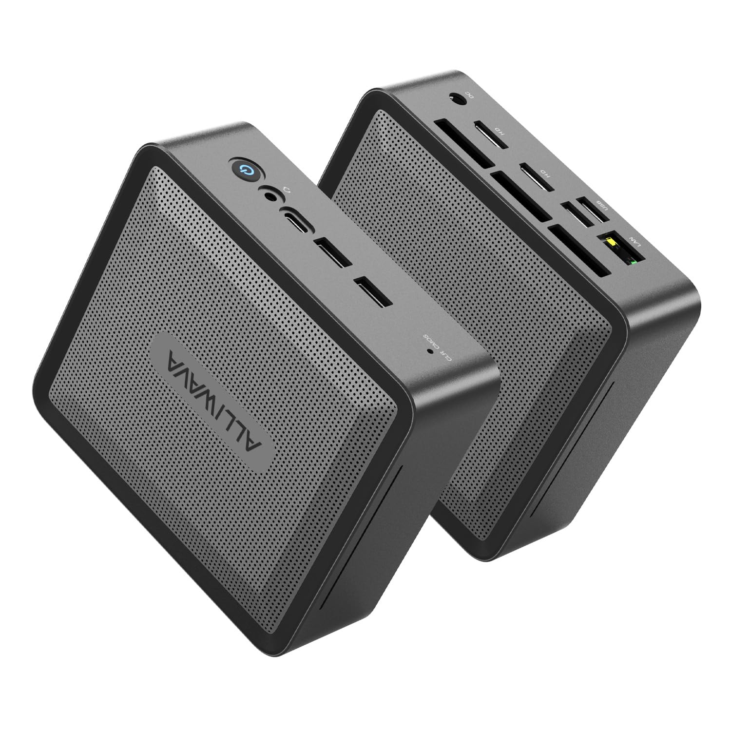 ALLIWAVA U58 Mini PC AMD Ryzen 7 5825U 16GB DDR4 512GB NVME SSD (8C/16T, bis zu 4.5 GHz), WiFi 6E & BT5.2, 2X HDMI & USB-C Dreifacher 4K60Hz-Ausgang, Home-Büro und Multimedia Computer