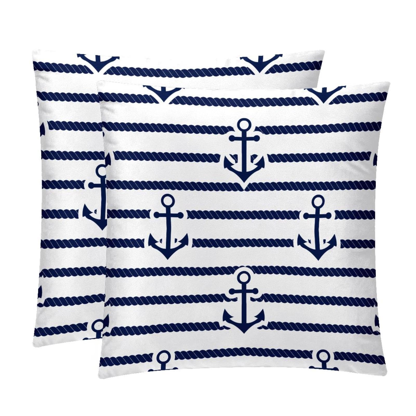 TDGKPZ Stripe Sailing Throw Pillow Covers 2 Pack Cushion Cases Decorative Pillow Cases Home Decor 45x45cm
