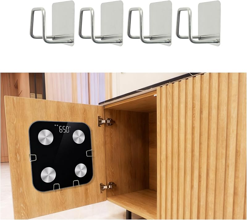 Scale Holder for Bathroom Wall - 4pcs Universal Bathroom Scale Body Weight No-Drill Stand for Wall Cabinet Home