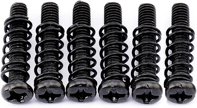 Musiclily Pro Metric M3x16mm Steel Saddle Intonation Screws and Spring Set for Imported Electric Guitar Bass Bridge, Black Set of 6