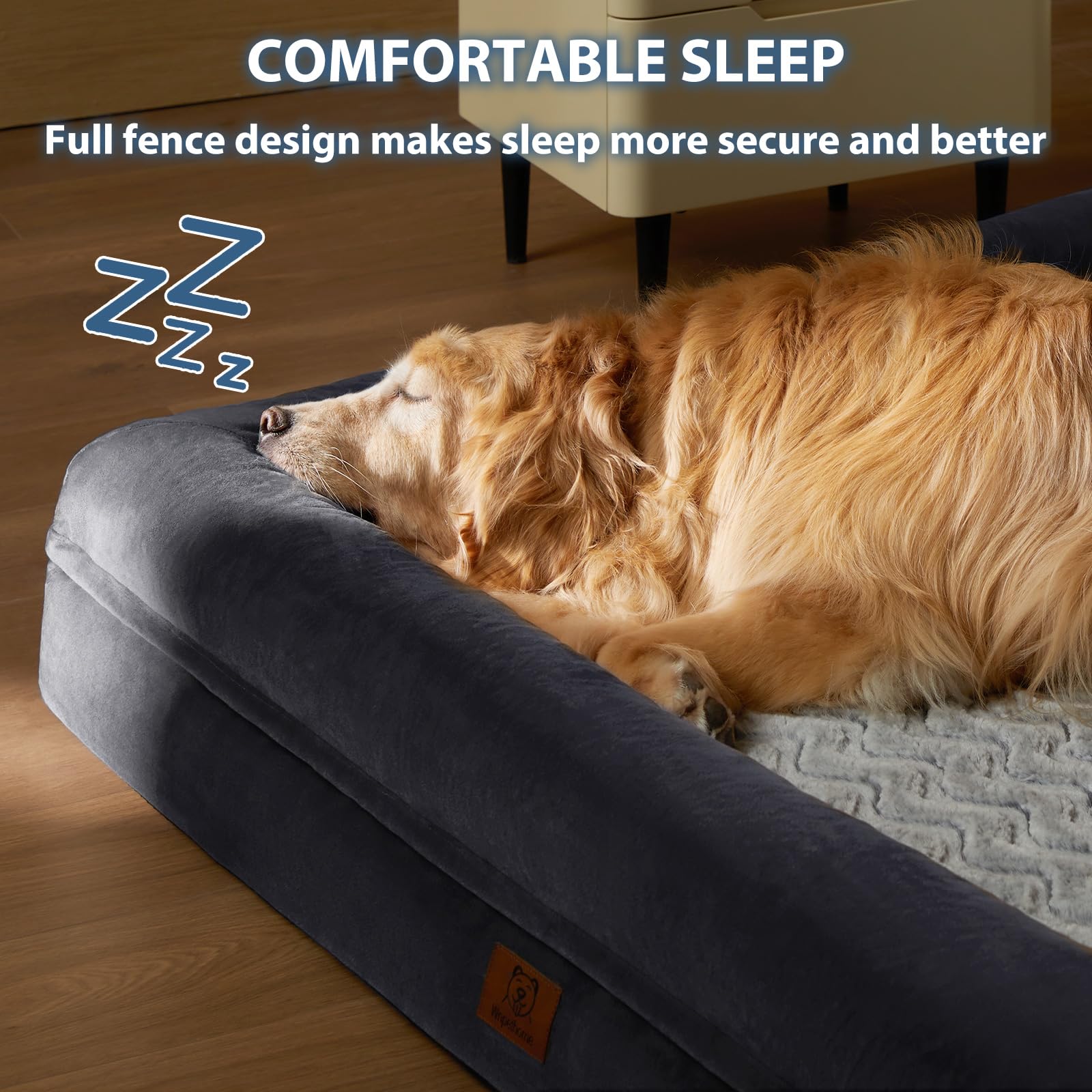 WNPETHOME XXXL Big Dog Bed, Washable Dog Couch with Removable Waterproof Cover, Orthopedic Large Pet Sofa Bed with Bolster Sides for Sleeping - image 2