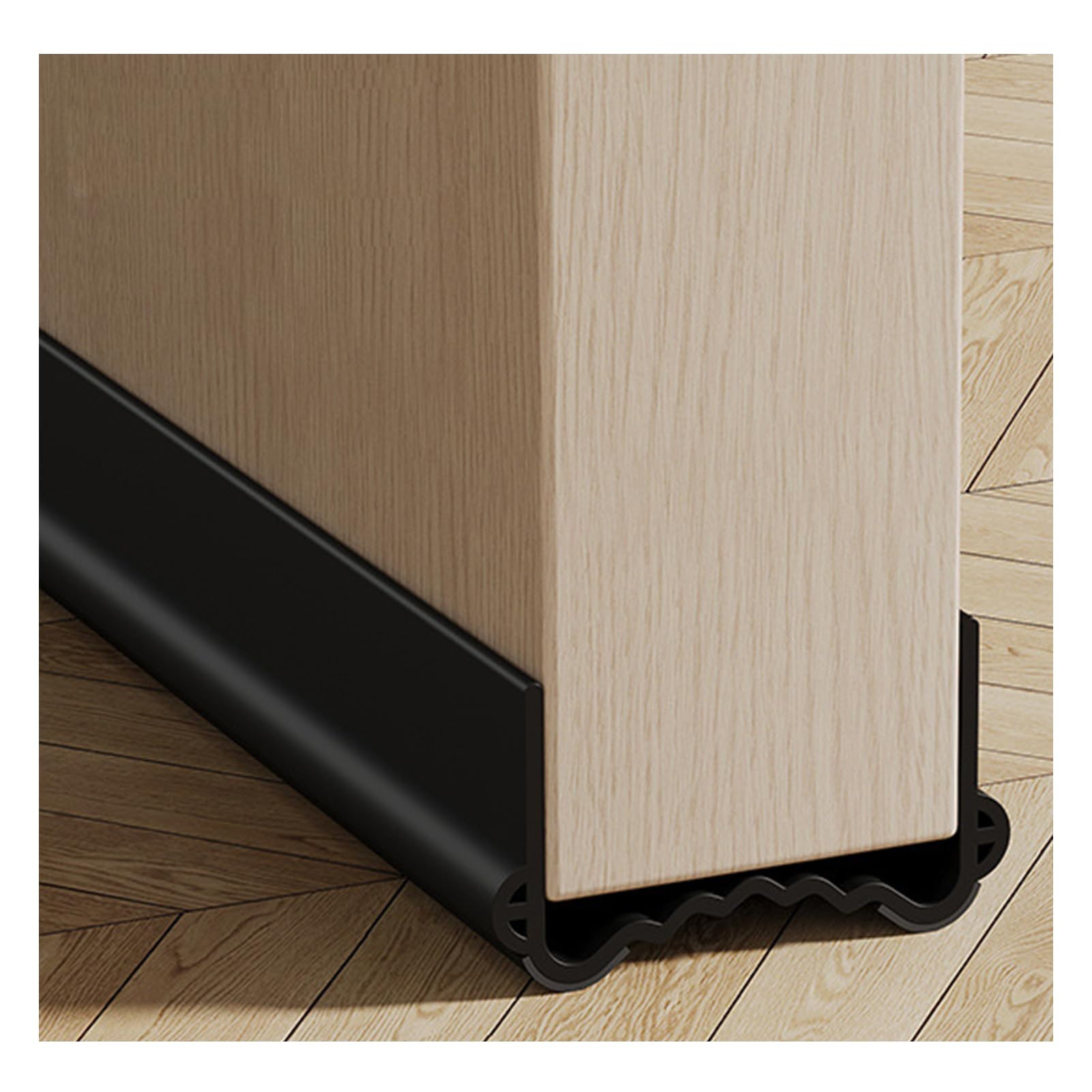 Veki 100cm Burlete Puerta Entrada, Reutilizable Burlete Bajo Puerta Autoadhesivo, Ajustable Tira de Sellado para Antipolvo, Aislamiento Acústico, Viento, Agua e Insectos (Anchura 3,5-5,5 cm, Negro)