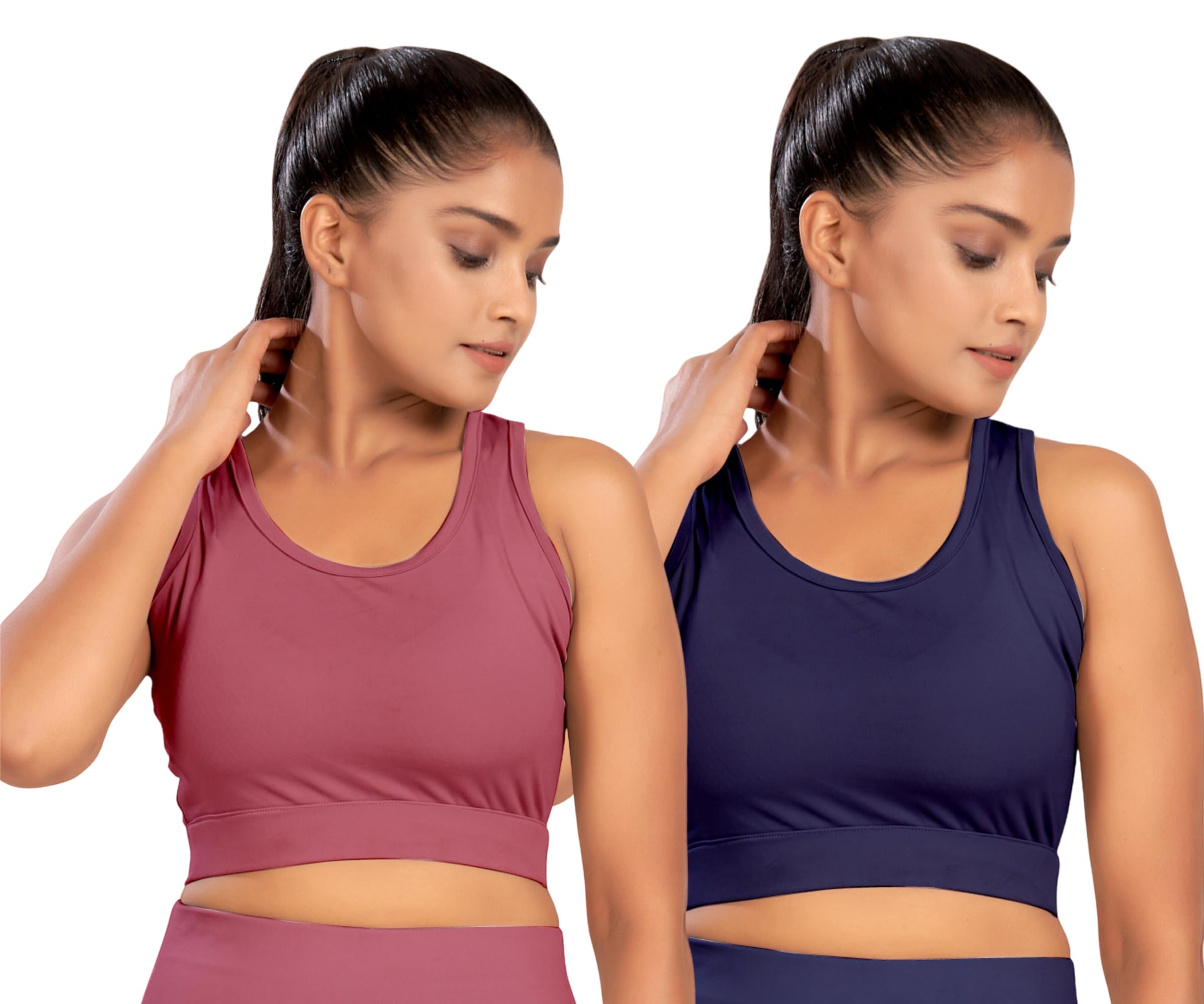 Women's Polyester Blend Wire Free Western Sports Workout Tops-image-39