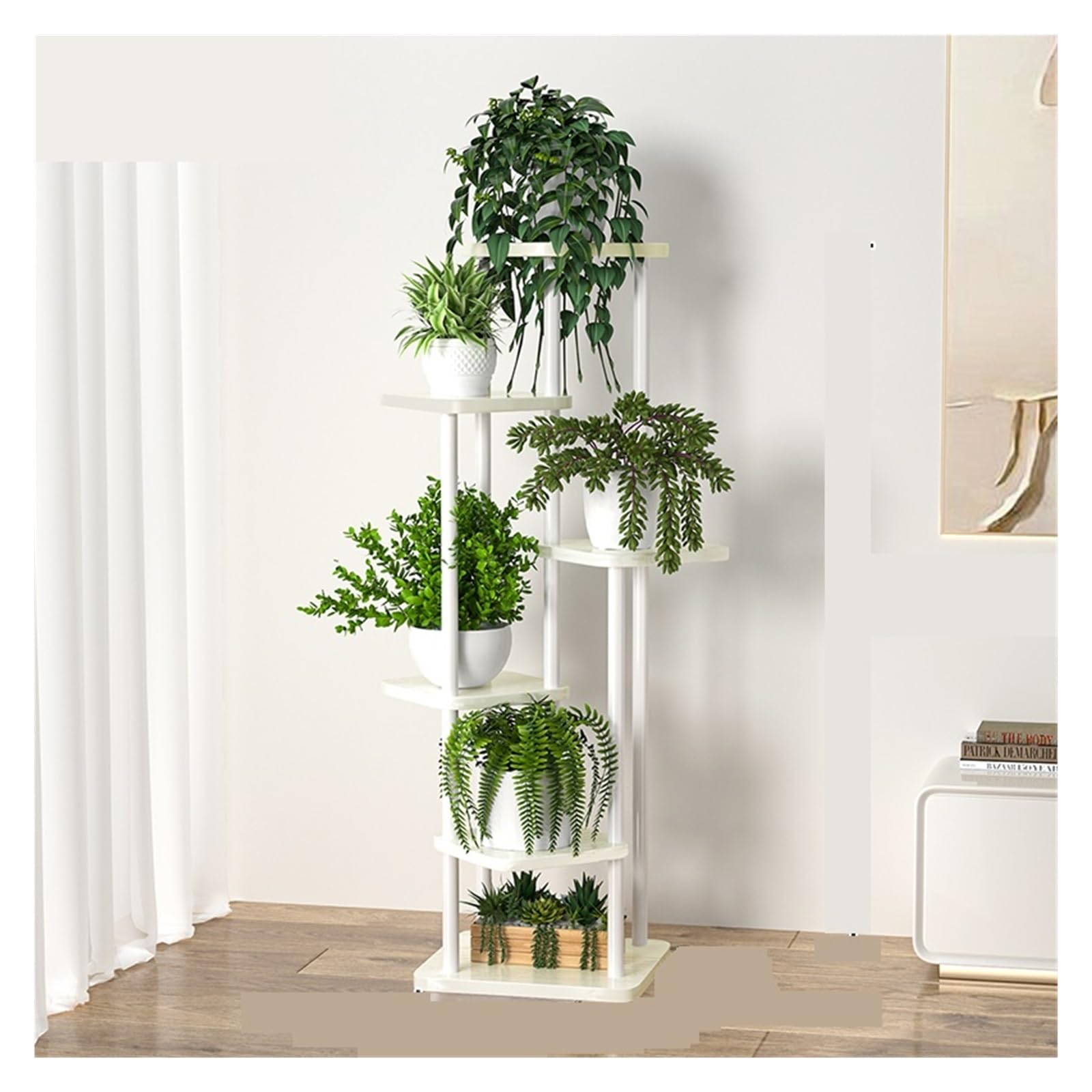 LINYpA66 Plant Stand Indoor Plant Stand Flower Storage Shelf 4/5/6 Tier Planter Rack Organizer Display Indoor Garden Balcony(B-6tier-white)