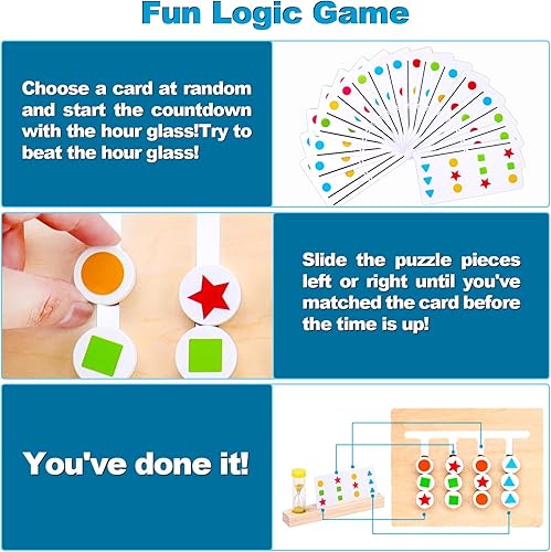 Miniatura 3 de Montessori Learning Toys Slide Puzzle Color  Shape Matching Brain Teasers Logic Game Preschool Educational Wooden Toys for Kids Boys Girls Age 3 4 5