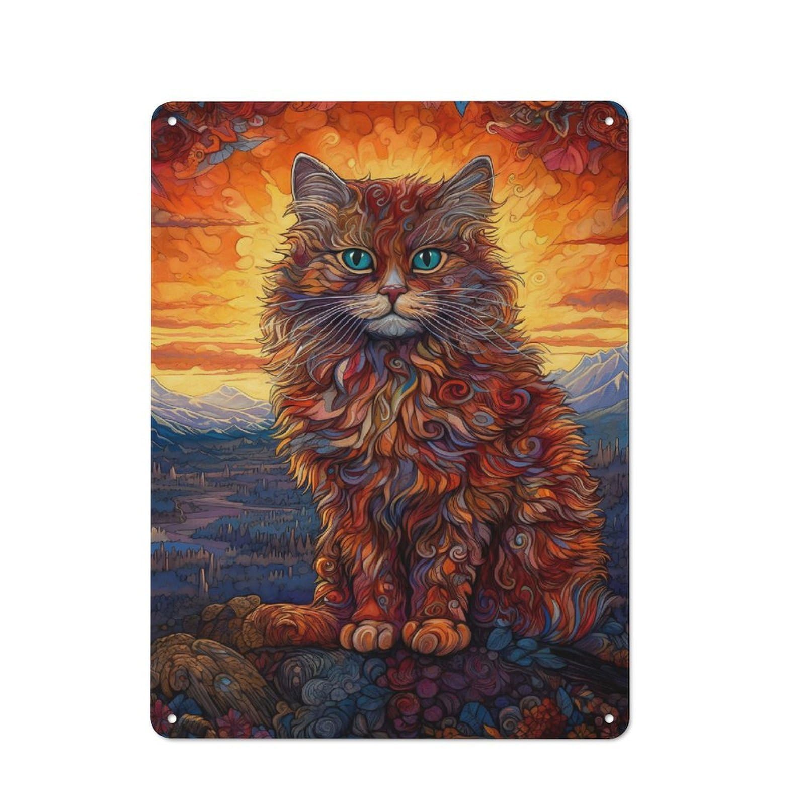 40x30cm Retro Tin Sign with Persian Cat 3 for Lounge Or Reading Corner, A Decorative Metal Sign for Lounges And Reading Corners