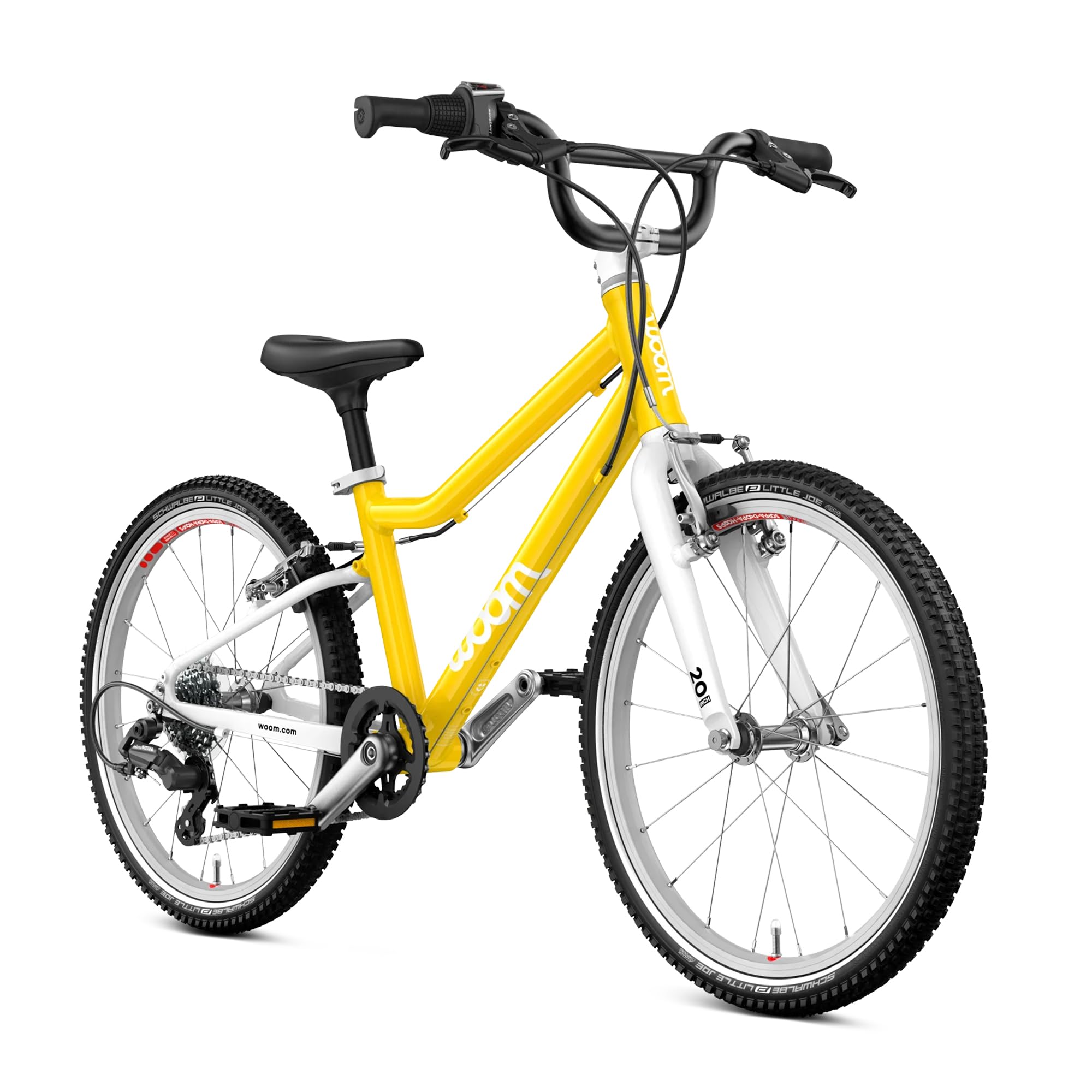 woom GO 4 Bicycle for Kids 6 to 8 Years Old, 20-Inch Lightweight 7-Speed Bike for Beginner Riders with Handbrake for Boys & Girls