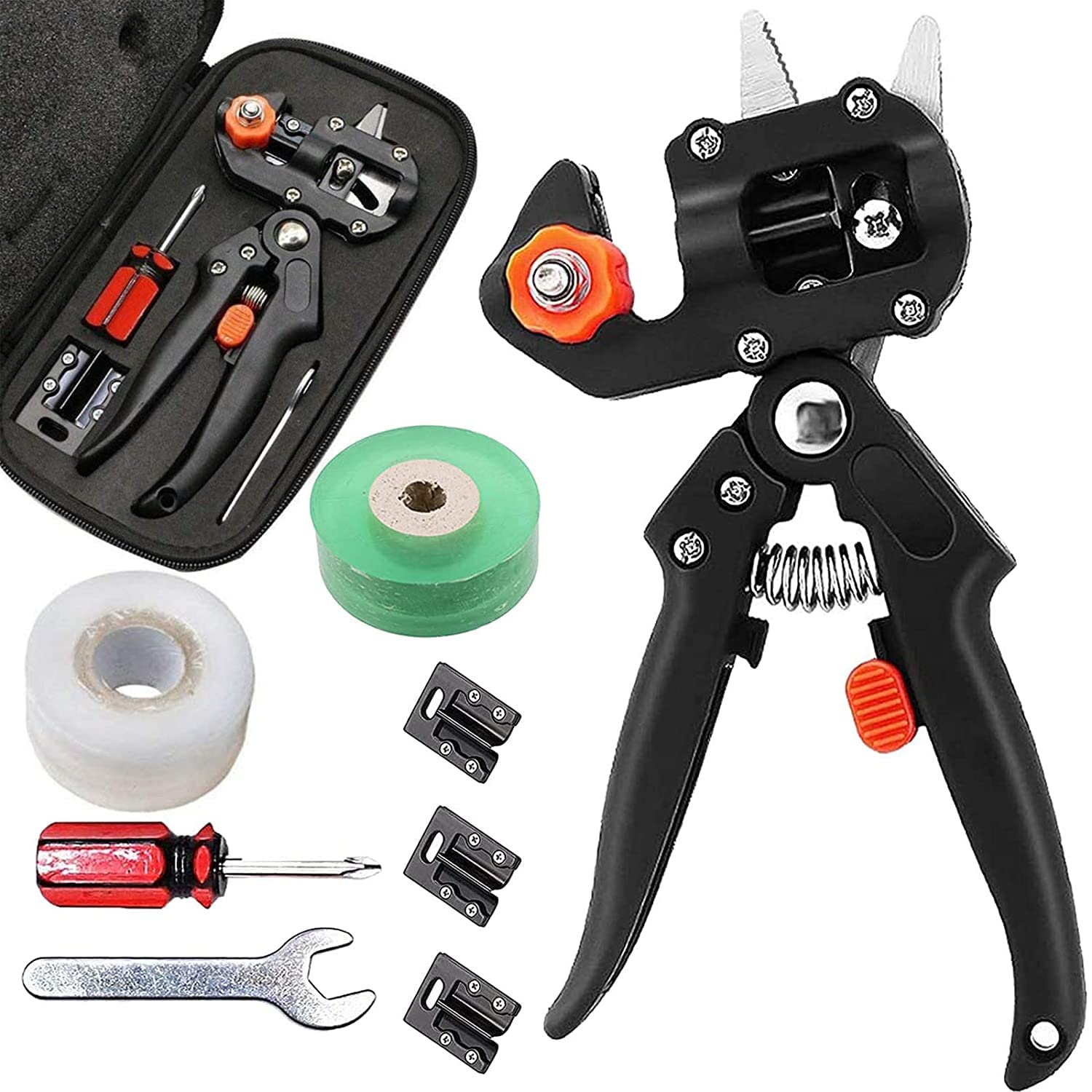 Attrezzi per innesto per alberi da frutto, Attrezzi per potatore da giardino, 2 in 1 Kit di forbici per potatura per innesto da giardino, Forbice per innesto professionale con nastri per innesto