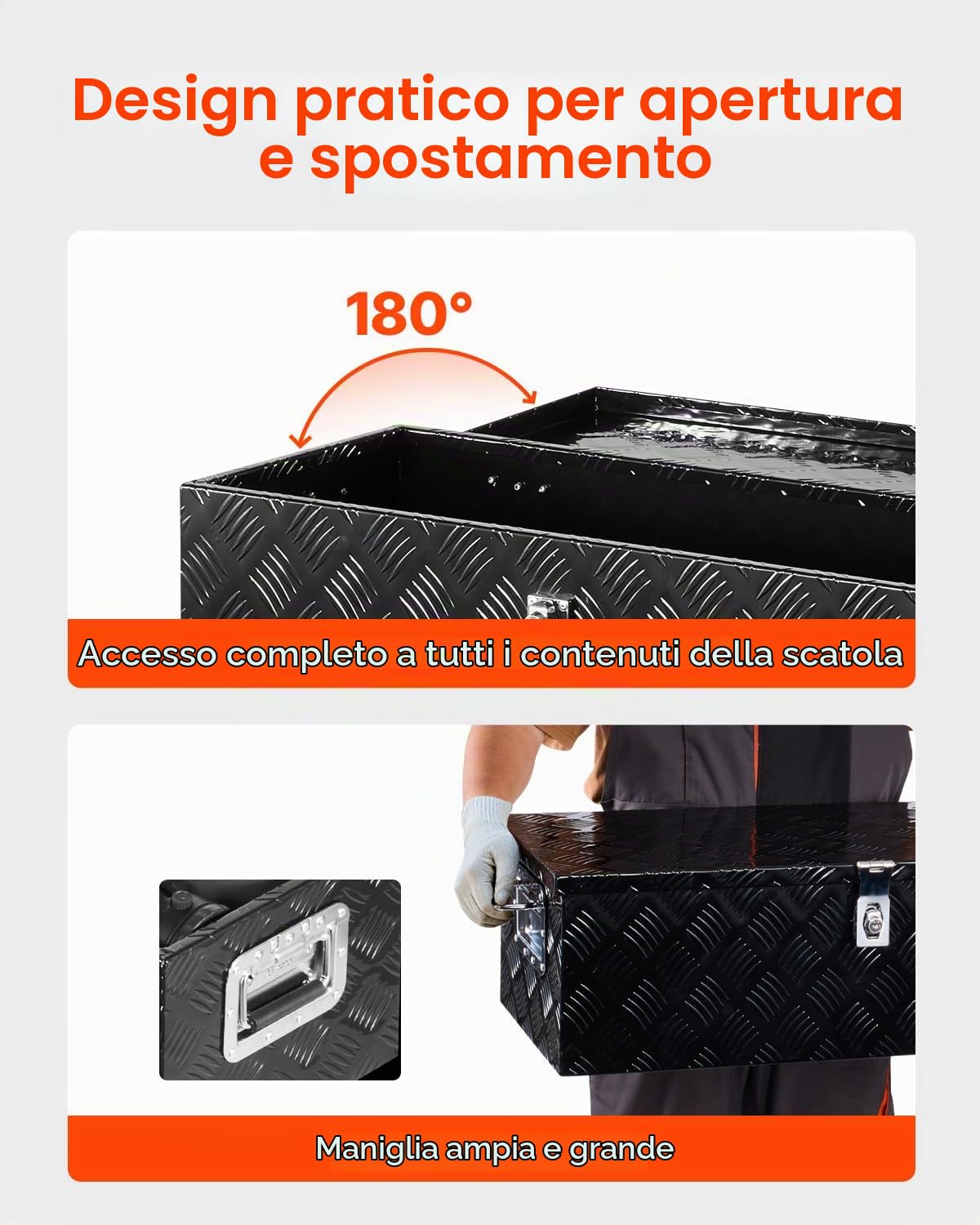 VEVOR Cassetta Portautensili Struttura in Alluminio per Cassone di Camion, con Maniglia Laterale e Chiavi di Blocco, Organizzatore per Rimorchi, Camper, 76,2 x 330,2 x 243,84 mm, Nero