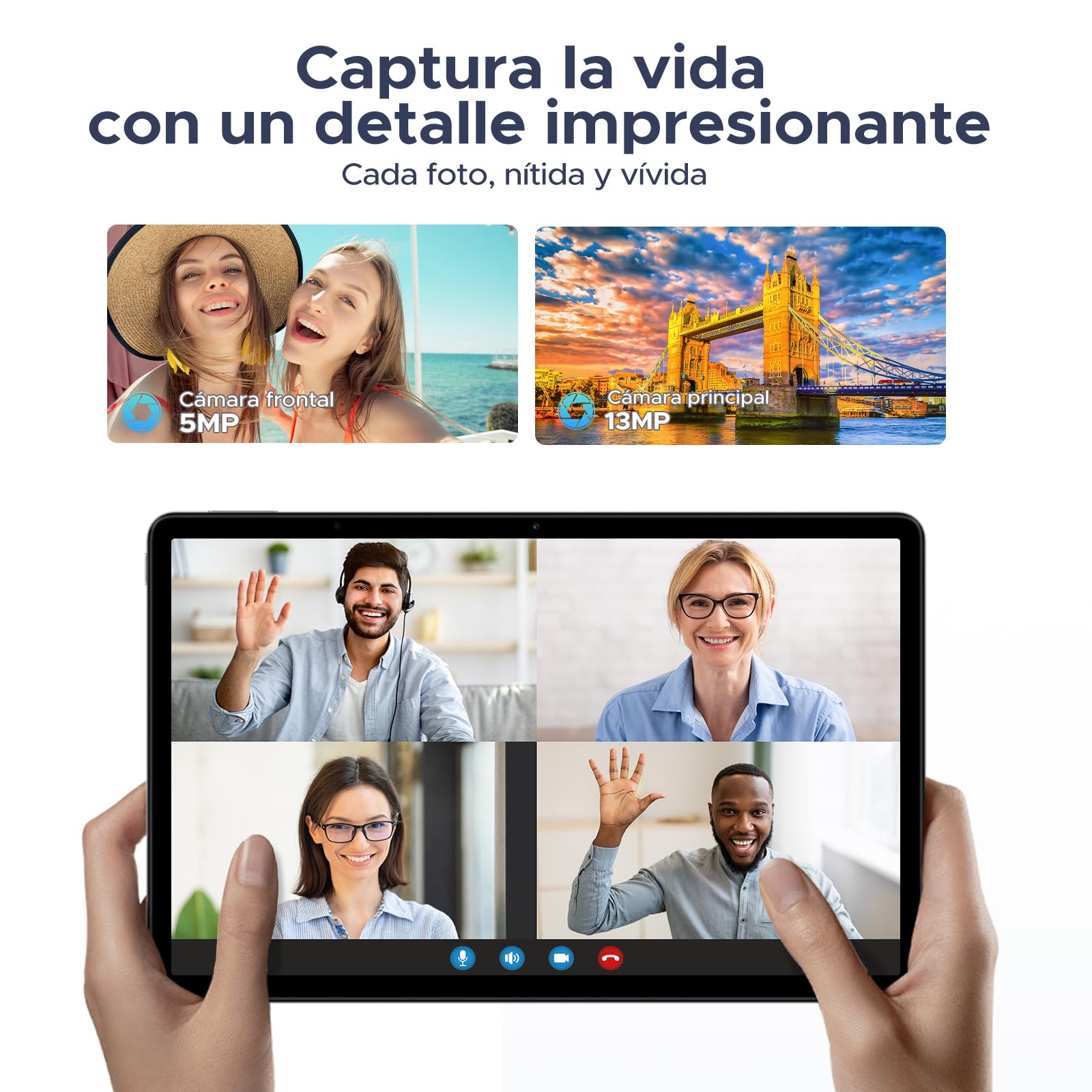 Tablet Android 16 11" con Gemini AI, 16GB+128GB(Ampliable 2TB TF), 8580mAh, Teclado+Lápiz Incl. Unisoc T7200 Octa-Core, 90Hz&13MP+5MP, WiFi 5G, Face ID, Widevine L1, GMS, GPS,OTG, Audio 3.5mm