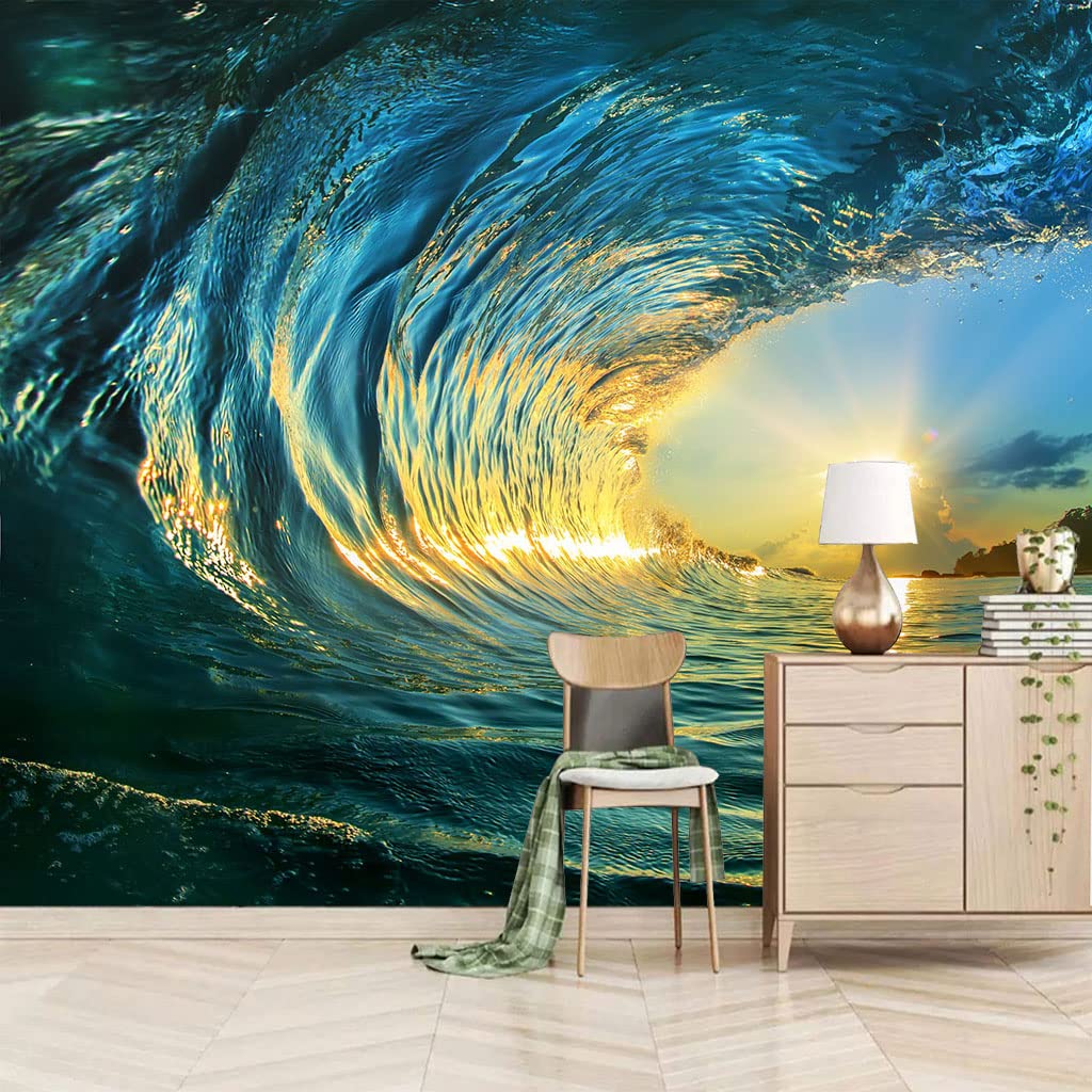 Amazon | 3D写真壁紙壁画 太陽の波 サイズ:350 x 256cm 壁の装飾 
