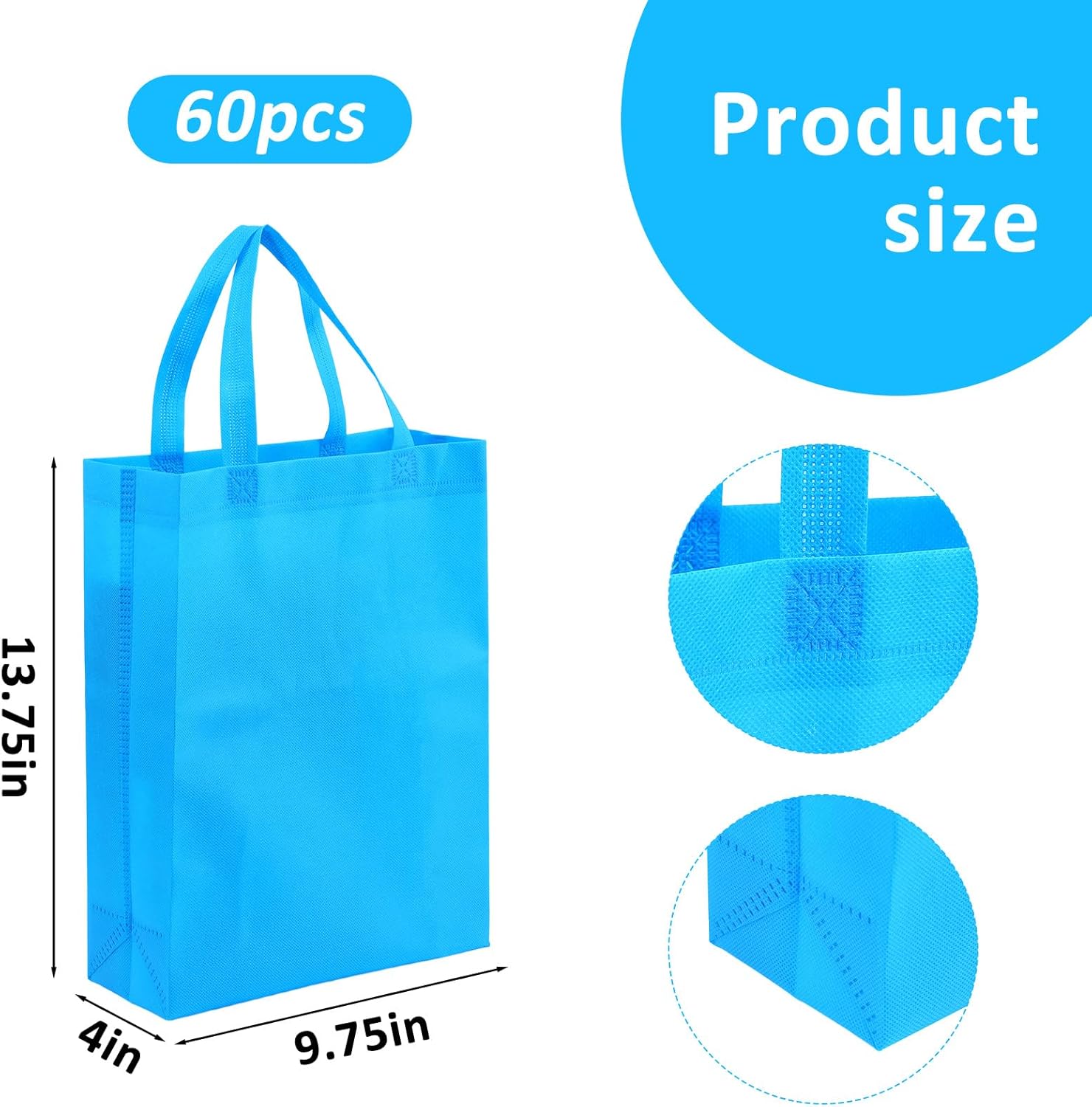 60 Pack Non Woven Tote Bags Large Reusable Gift Bag with Handles Foldable Grocery Tote for Birthday Party Shopping Treat Favor, 14 x 10 Inch - Image 4