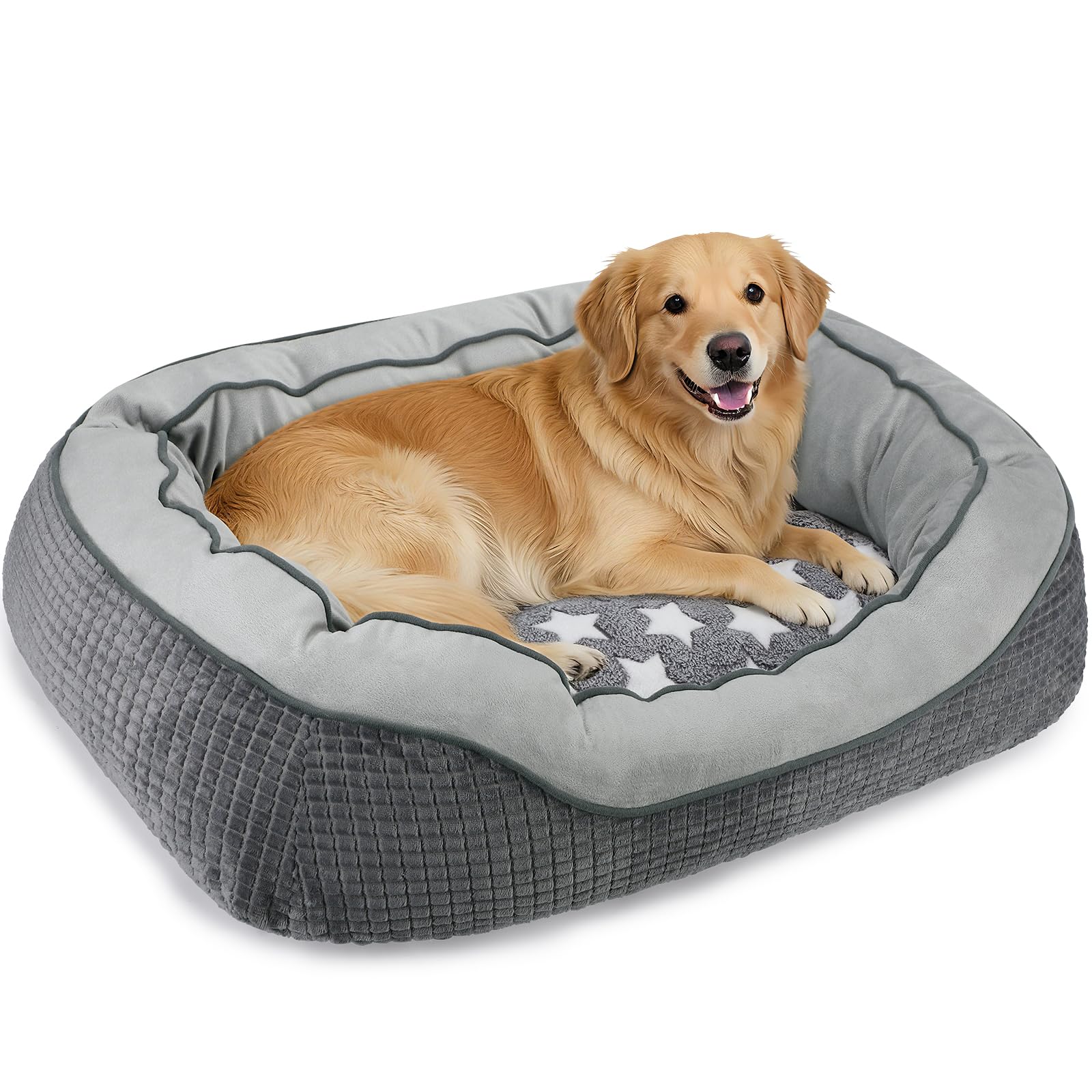 SIWA MARY Dog Beds for Large Dogs, Washable Pet Bed, Orthopedic Dog Sofa Bed, Soft Calming Sleeping Warming Puppy Bed (Star-Grey, X-Large-(35’’x 25’’x 10’’)) — image 1