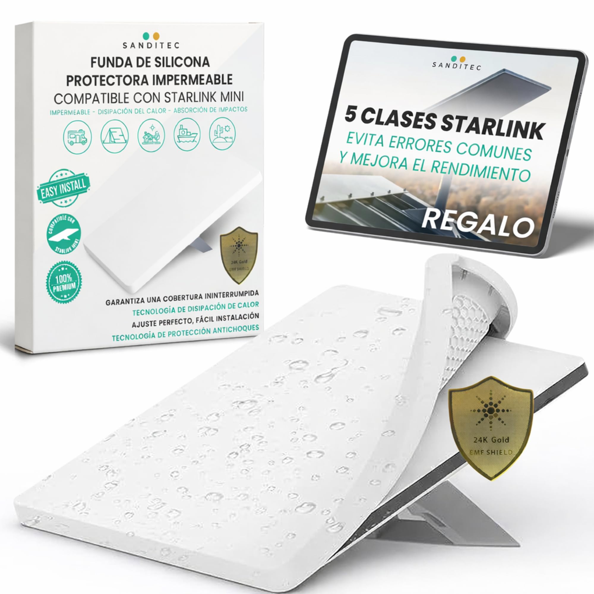 Funda Starlink Mini protectora impermeable - Para Interior y Exterior - Sin interferencia de señal - Tecnología de disipación de calor - Antigolpes y ajuste antideslizante - Accesorios Starlink Mini