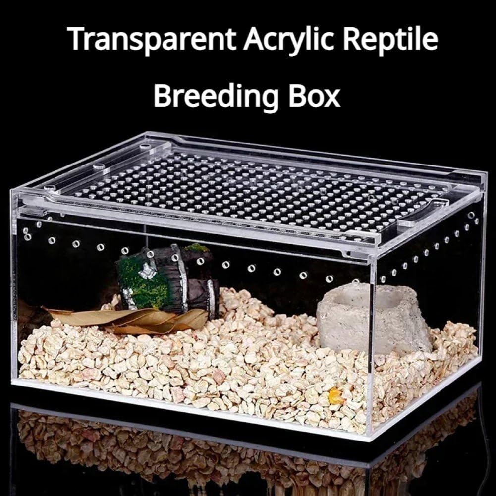 Terrarium dla gadów, przezroczyste akrylowe terrarium dla gadów, pudełko do karmienia gadów, pudełko do karmienia owadów z otworami powietrznymi