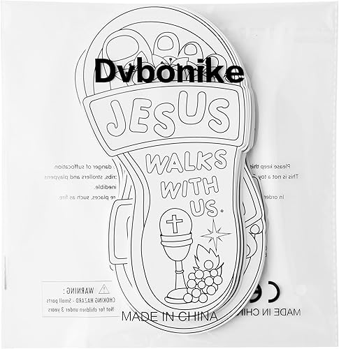 Miniatura 7 de Dvbonike 24 piezas de manualidades de escuela dominical para niños, colorea tu propio Jesús camina con nosotros, kit de manualidades cristianas,