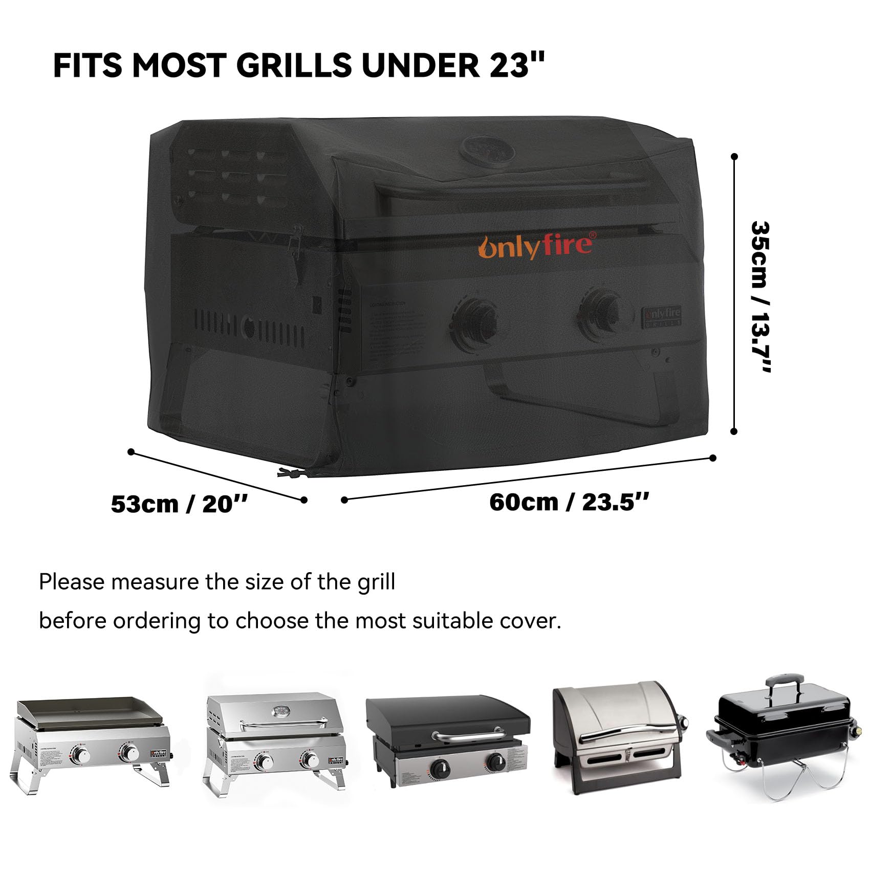 ONLYFIRE GRILLS Funda para parrilla de barbacoa para exterior, impermeable, CV702, color negro