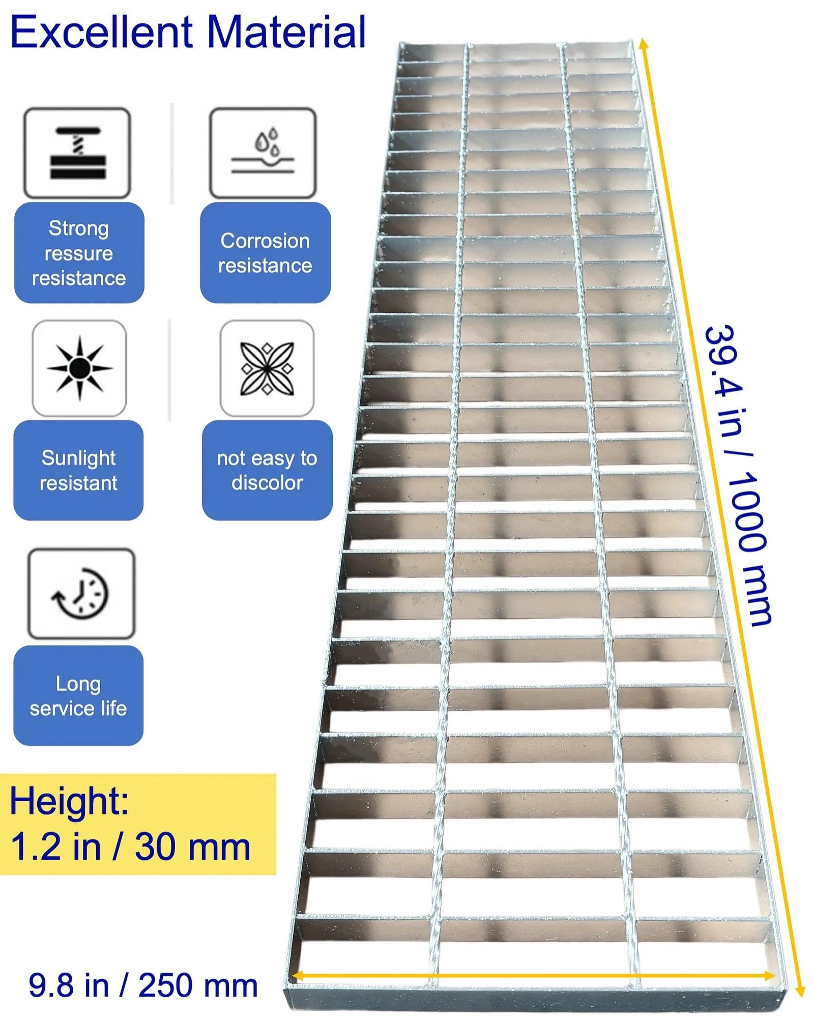 Rejilla Acero Galvanizado para Entrada 1000 x 250 mm