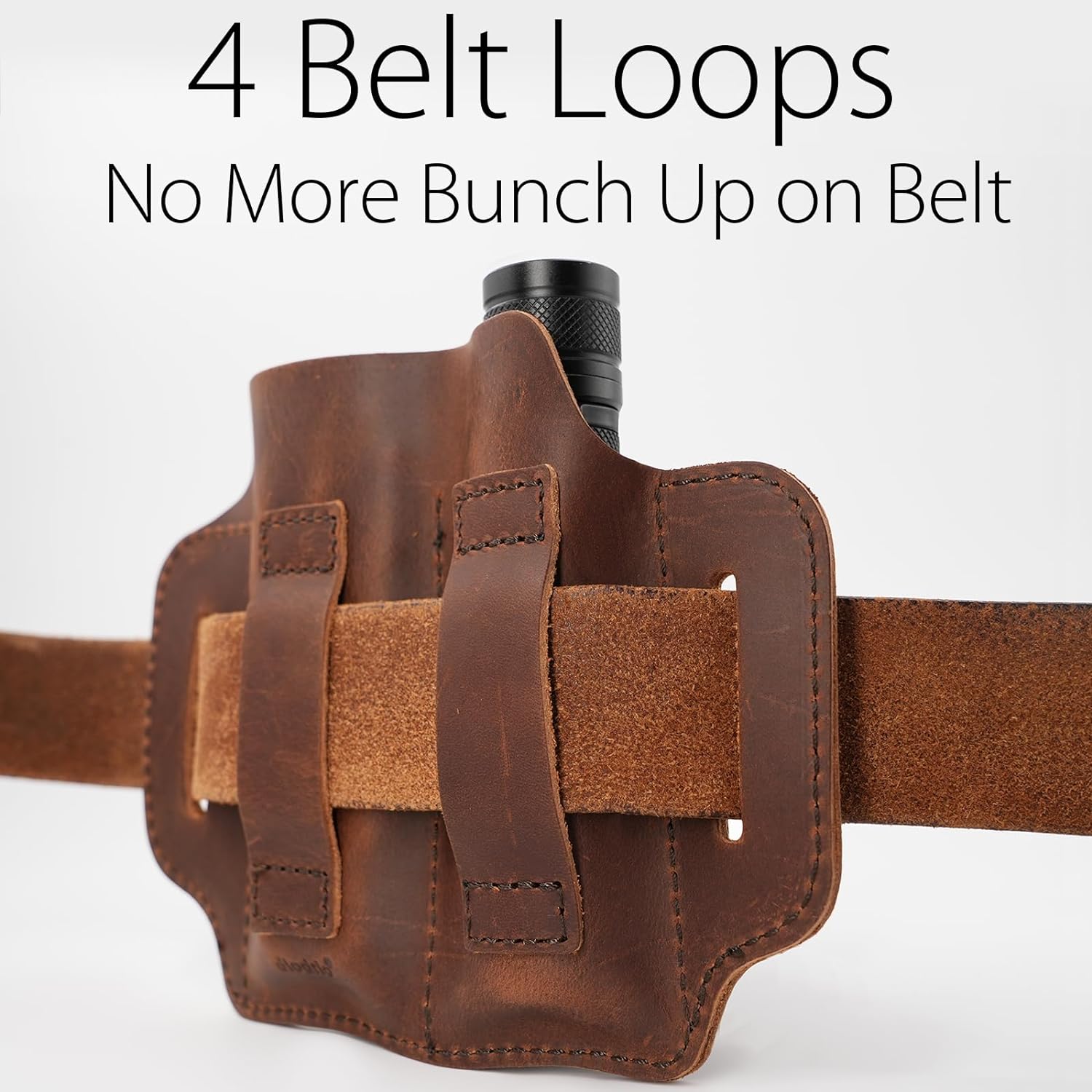 XXL EDC Leather Sheath for Leatherman Multitools, Belt Sheath Pocket Organizer for 5 inch Knives Tactical Flashlights Tools, Chestnut - Image 2