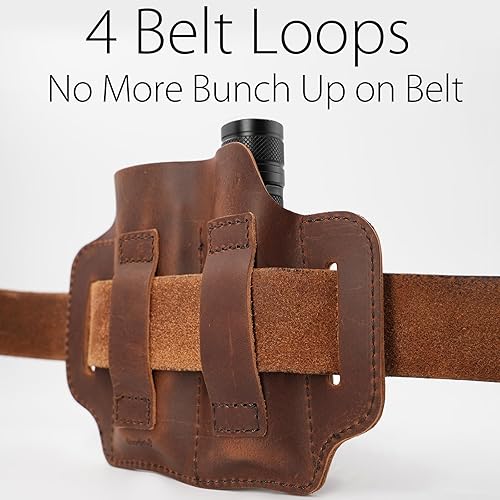 Miniatura 9 de Funda organizadora de cuero EDC para cinturón multiherramienta plegable herramientas de linterna táctica, bolsa de bolsillo EDC para cuchillos EDC.