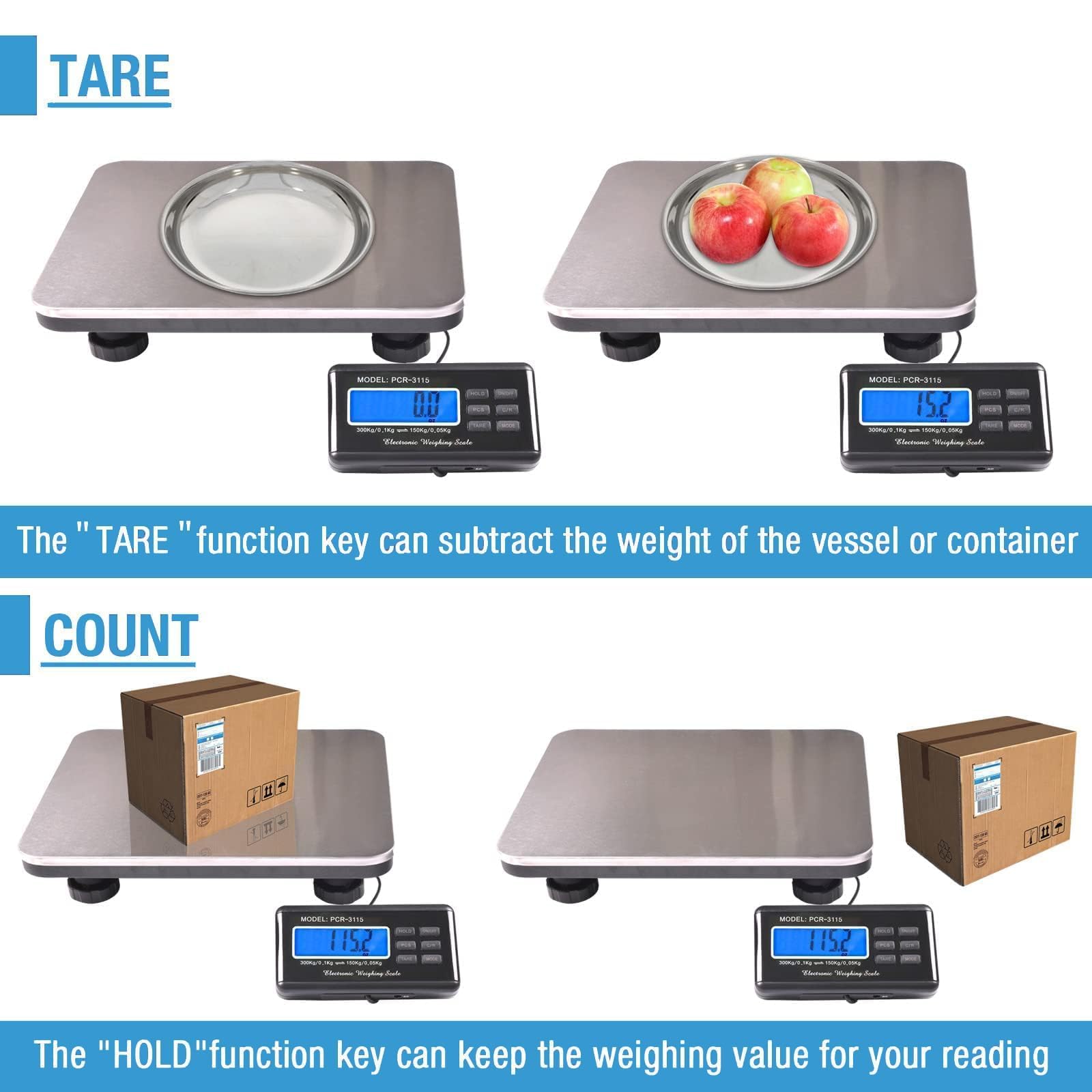 SurmountWay Shipping Scale 660lbs LCD Digital Platform Heavy Duty Portable Stainless Platform for Postal Shipping Scale Industrial Floor — view 6