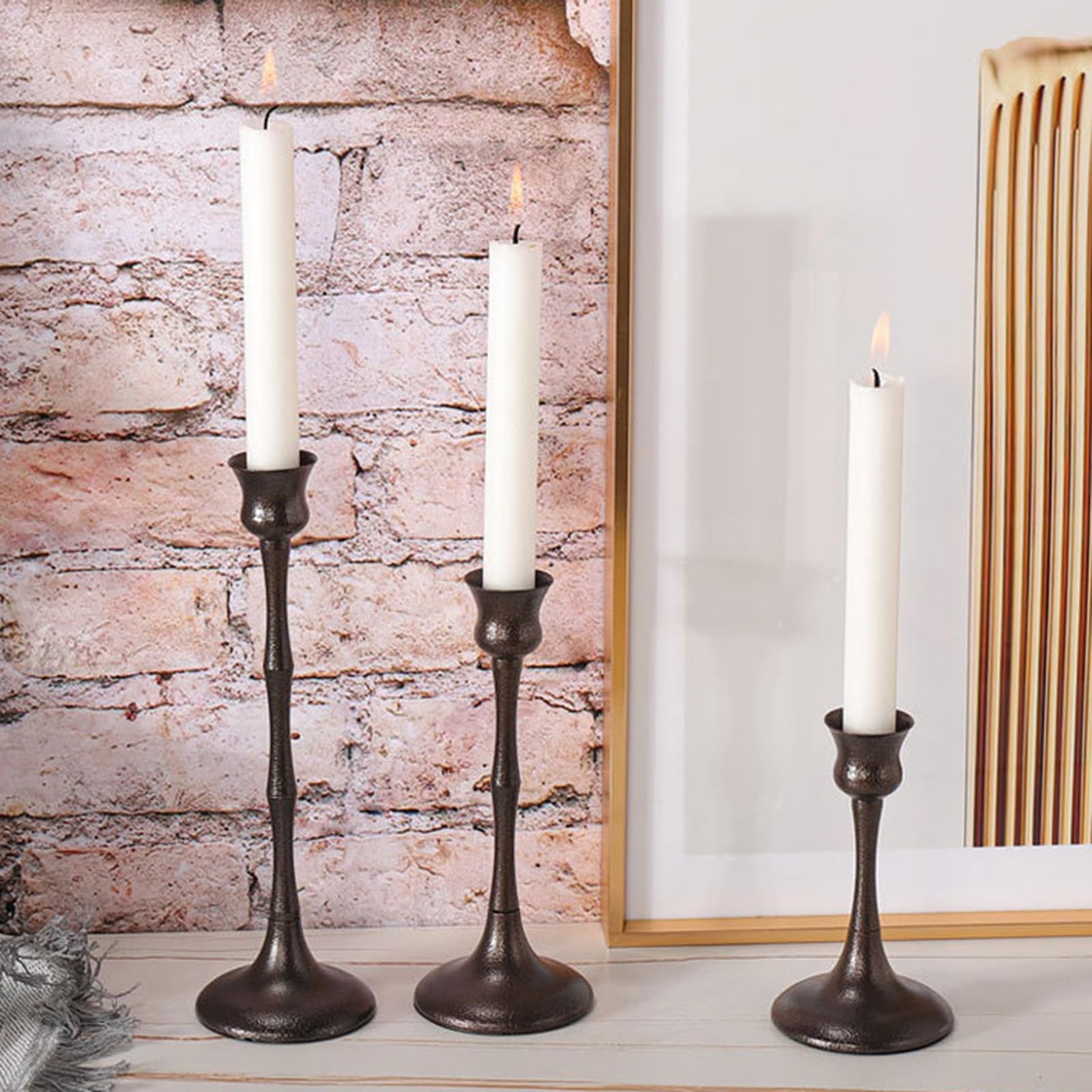 3-teiliges Kerzenständer Set Aus Metall Kegelförmig Schreibtisch Dekoration Für Jeden Anlass Und Jede Wohnraum Kaminsims Dekoration