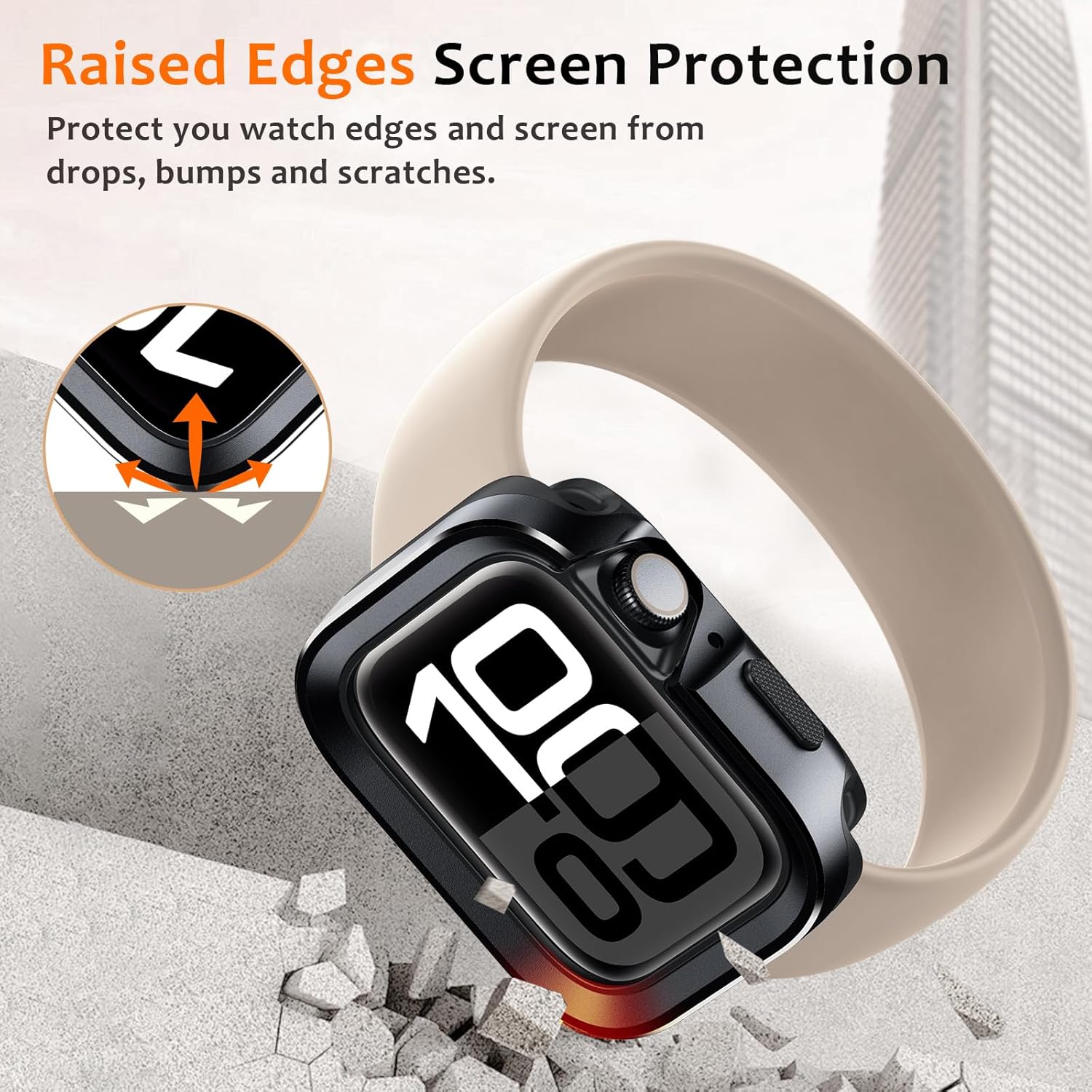 Amizee 2 in 1 Metal Rugged Case Compatible with Apple Watch Series 11/10 46mm, Aluminum Shockproof Protective Bumper Cover for iWatch 46mm, Black - Image 4