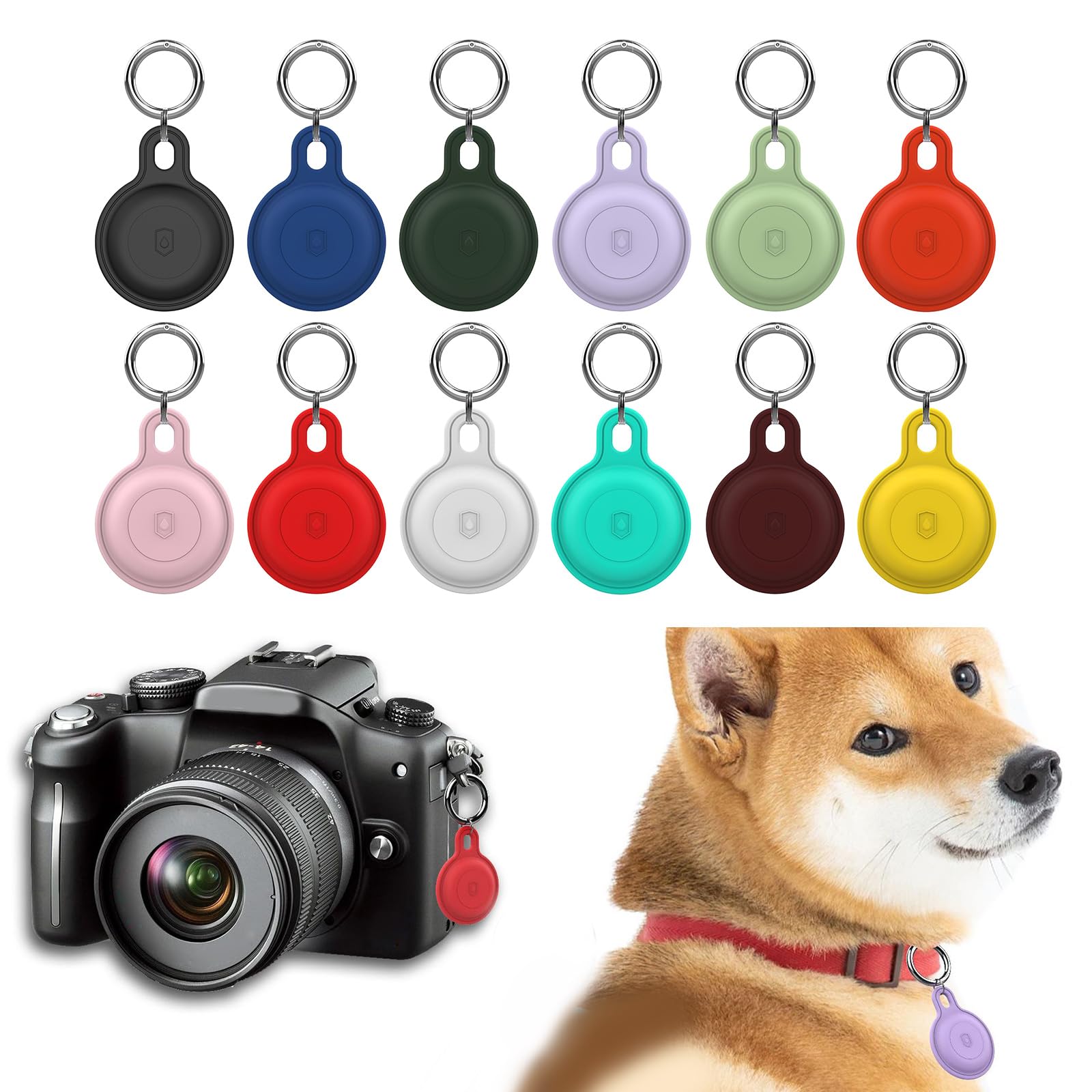 Qsvbeeqj Case for Airtags Holder Silicone Keyring Case TrackerChain Locator Finder Accessories Anti-Lost Covers