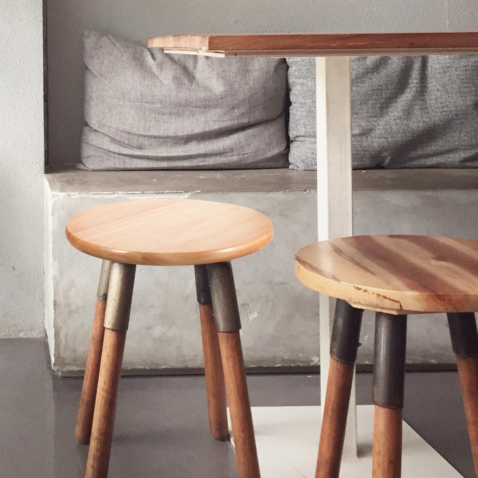Sgabello Rotondo Seduta in Legno Khaki Resistente e Robusto, per Casa e Mensa, Sostituzione per Seduta Sgabello in Legno