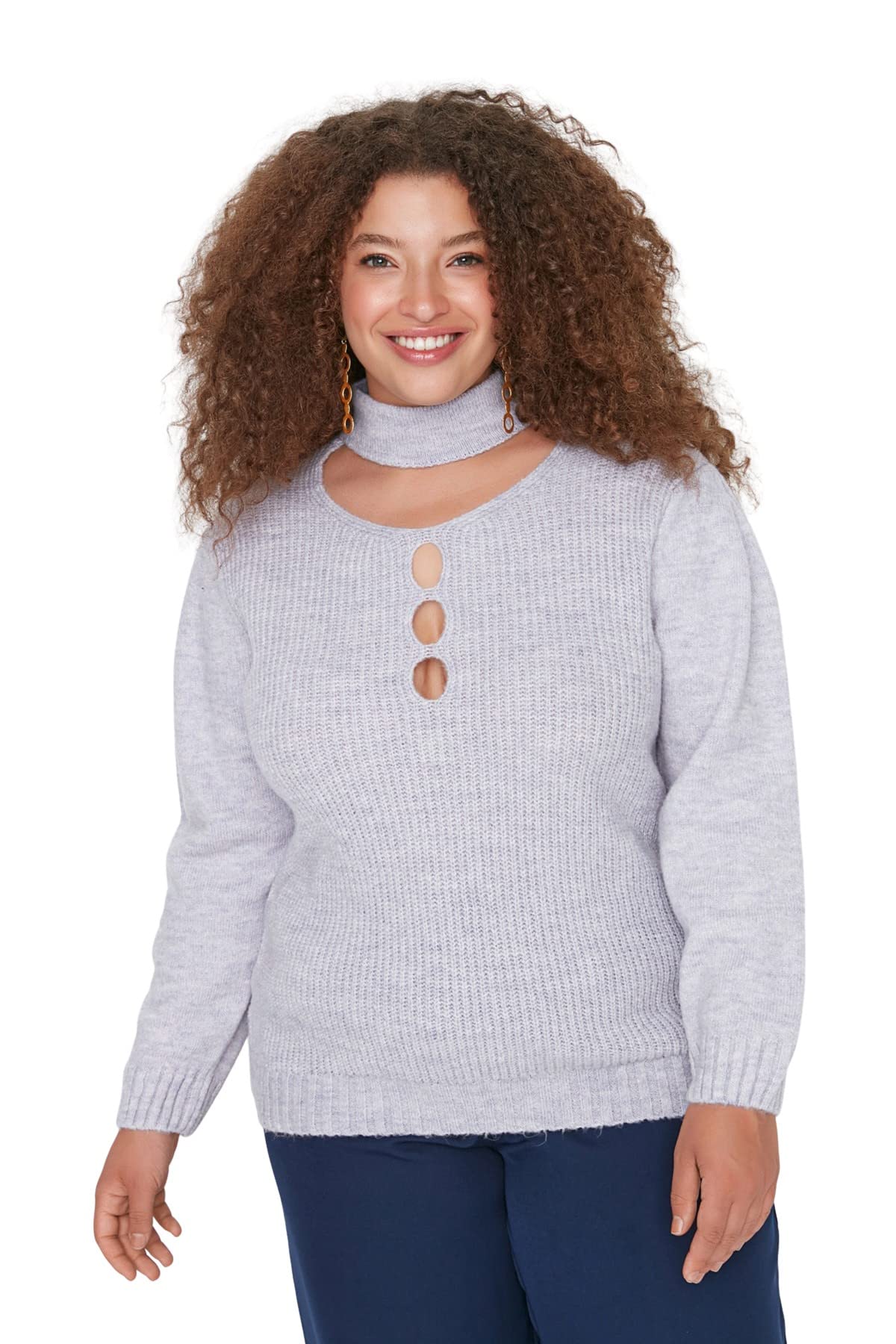 Trendyol, Relaxed Relaxed Plus Size Sweater, Lila, 4XL