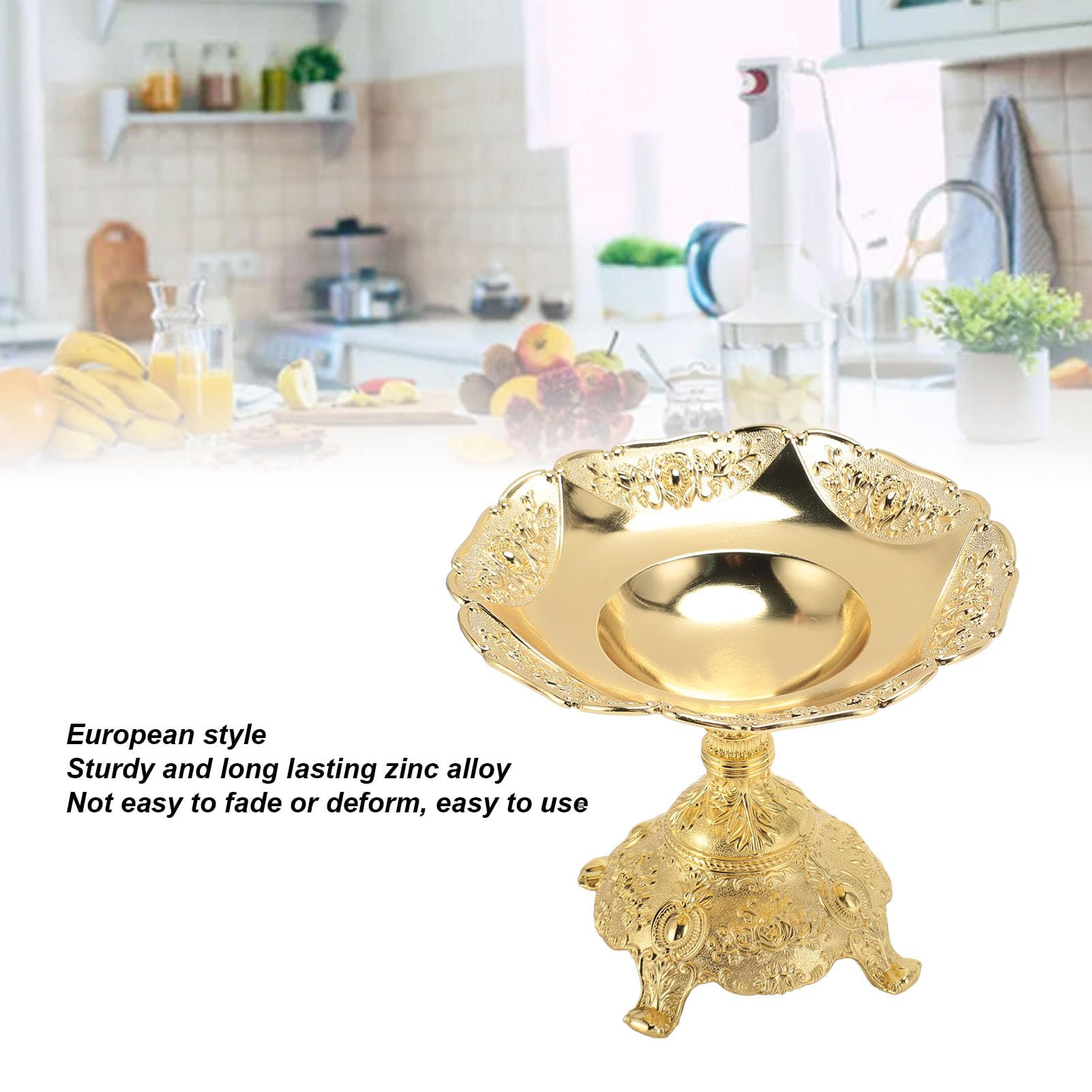 Bandeja de frutas de estilo europeo, bandeja de aperitivos, cesta de frutas, bandeja de servir alimentos, aleación de zinc de metal, estante de almacenamiento de alimentos, decoración de mesa de