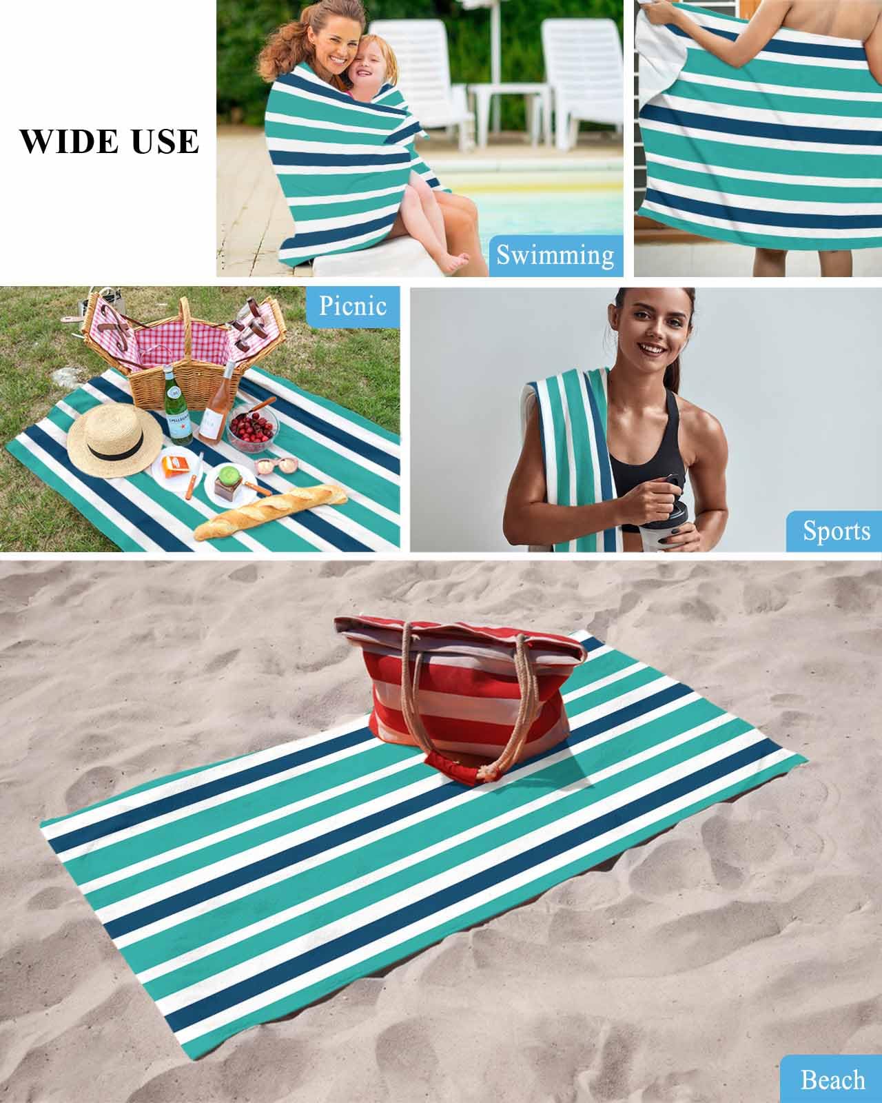 Amazon.com: Beach Towels Nave Blue, Teal Green and White
