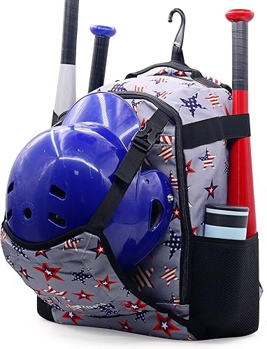 ZOEA Mochila para bates de béisbol juvenil, equipo de T-Ball y softbol y equipo para jóvenes, gran capacidad para 2 bates, casco, guantes, tacos,