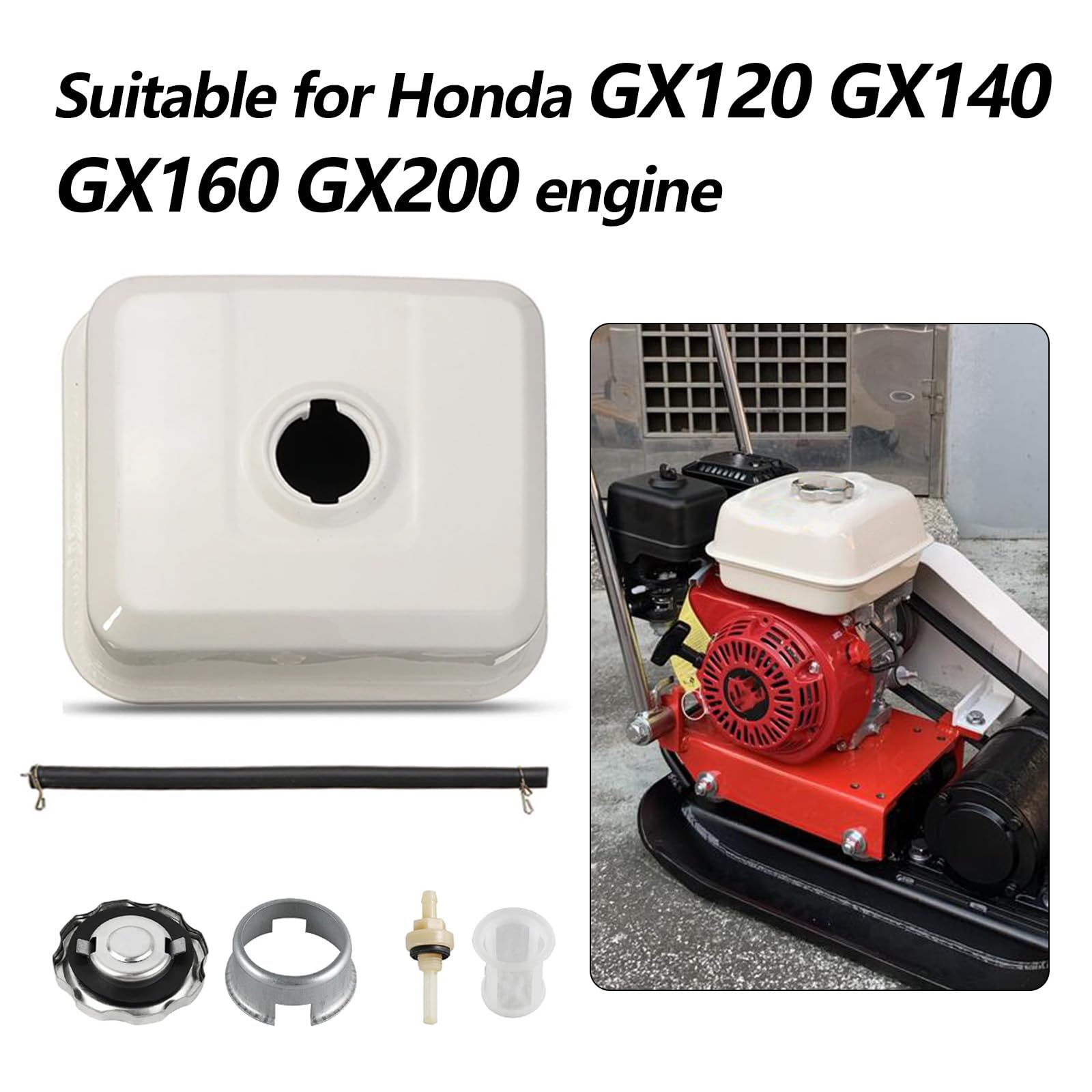 Réservoir Essence pour Honda GX120 GX140 GX160 GX200 Moteur, Kit de Réservoir à Essence de 3L avec Bouchon de Réservoir Filtre à Carburant et Conduite de Carburant Réservoir de Carburant