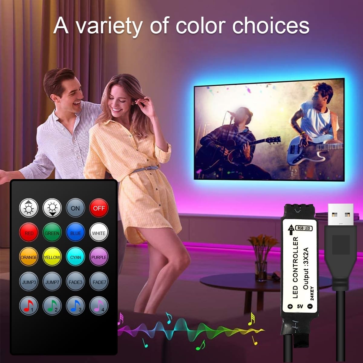 Reaktywne podświetlenie LED do telewizora taśma 5 V 5050 RGB taśma LED światła do telewizora synchronizowane z paskiem USB na podczerwień kolorowe tło telewizora dekoracyjne oświetlenie LED