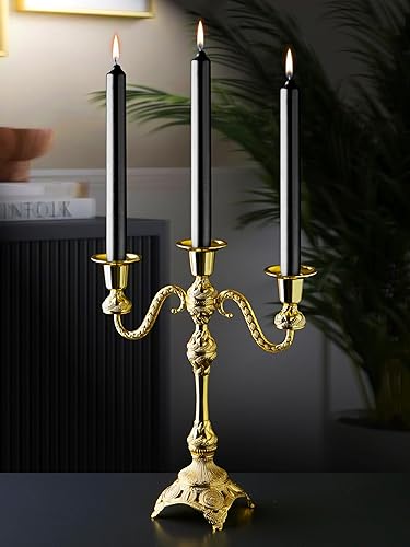 Miniatura 2 de Alisveristime Portavelas de 3 brazos, candelabro decorativo Zamac para decoración elegante del hogar, capacidad para 3 velas, requiere montaje
