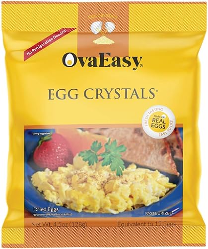 OvaEasy - Cristales de huevo deshidratados Bolsa de 4.5 onzas (4.52 oz) Huevos en polvo hechos de ingredientes totalmente naturales Polvo de