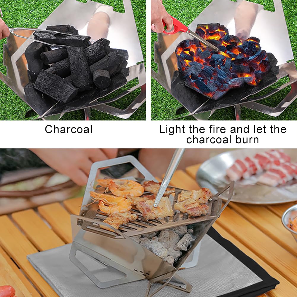 Barbecue de camping À Charbon Grill Portable en Acier Inoxydable