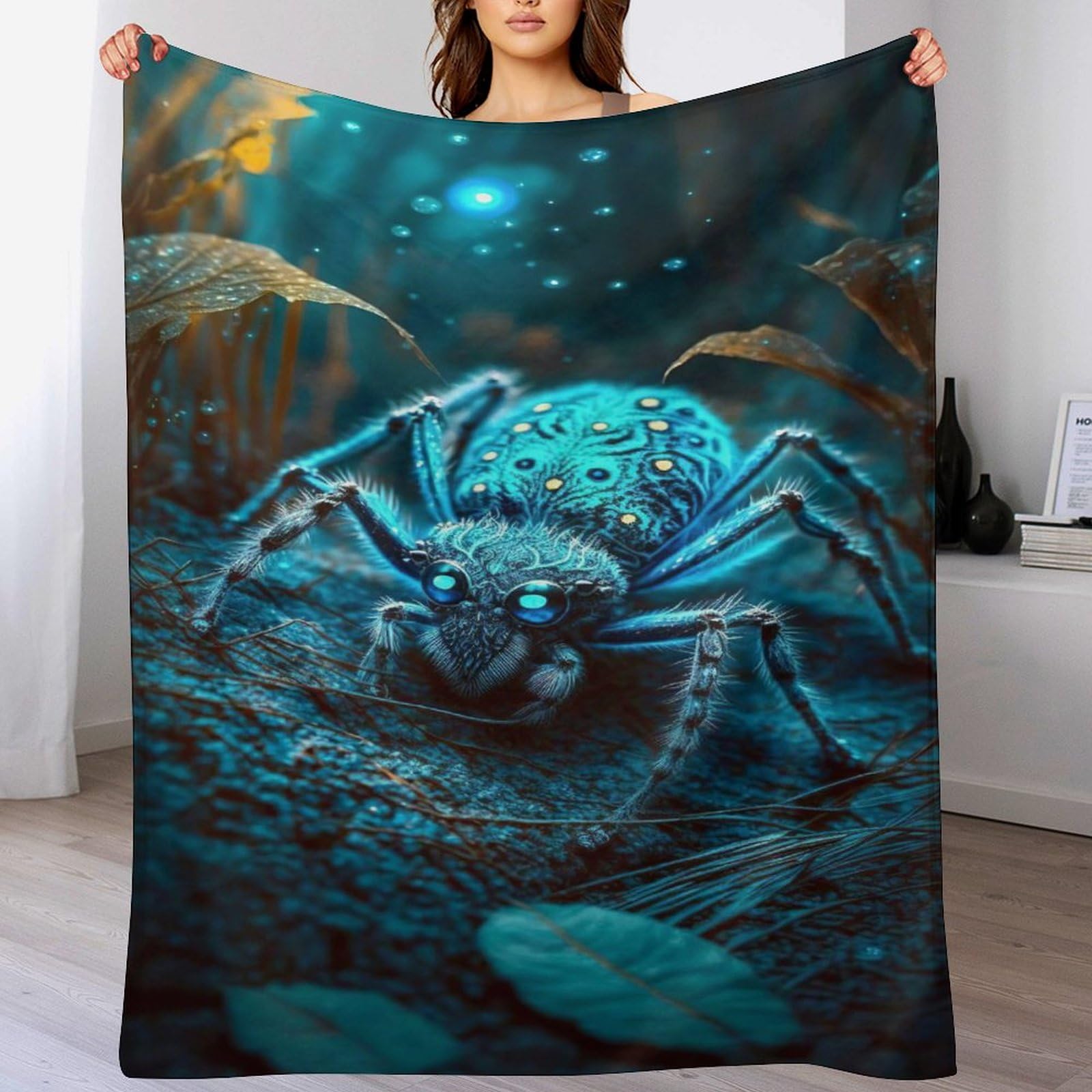 Couverture polaire araignée chaude et légère en flannel doux pour lit et décoration