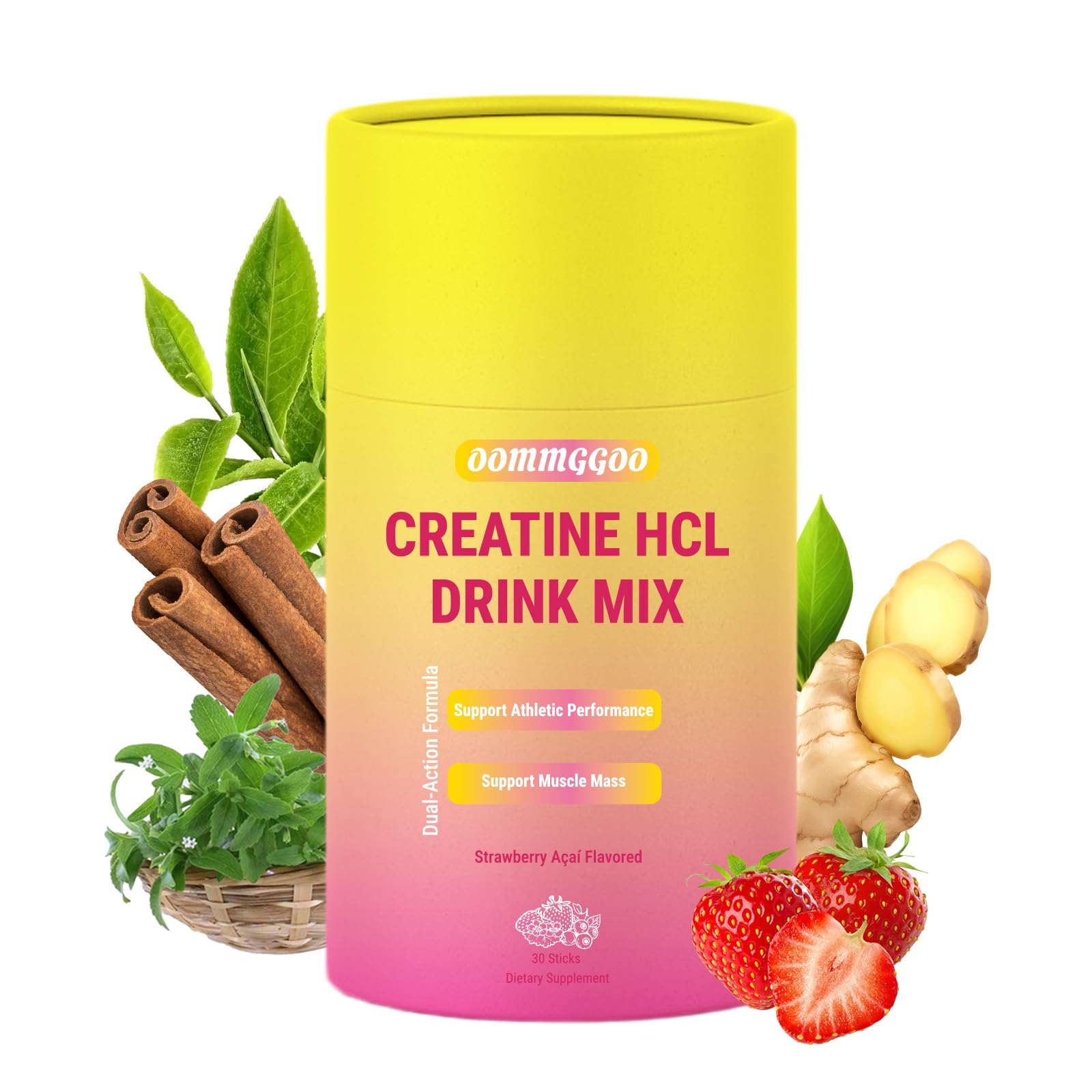 Creatine Drink Mix, Creatine HCl Powder Supplement for Workout Support, 30