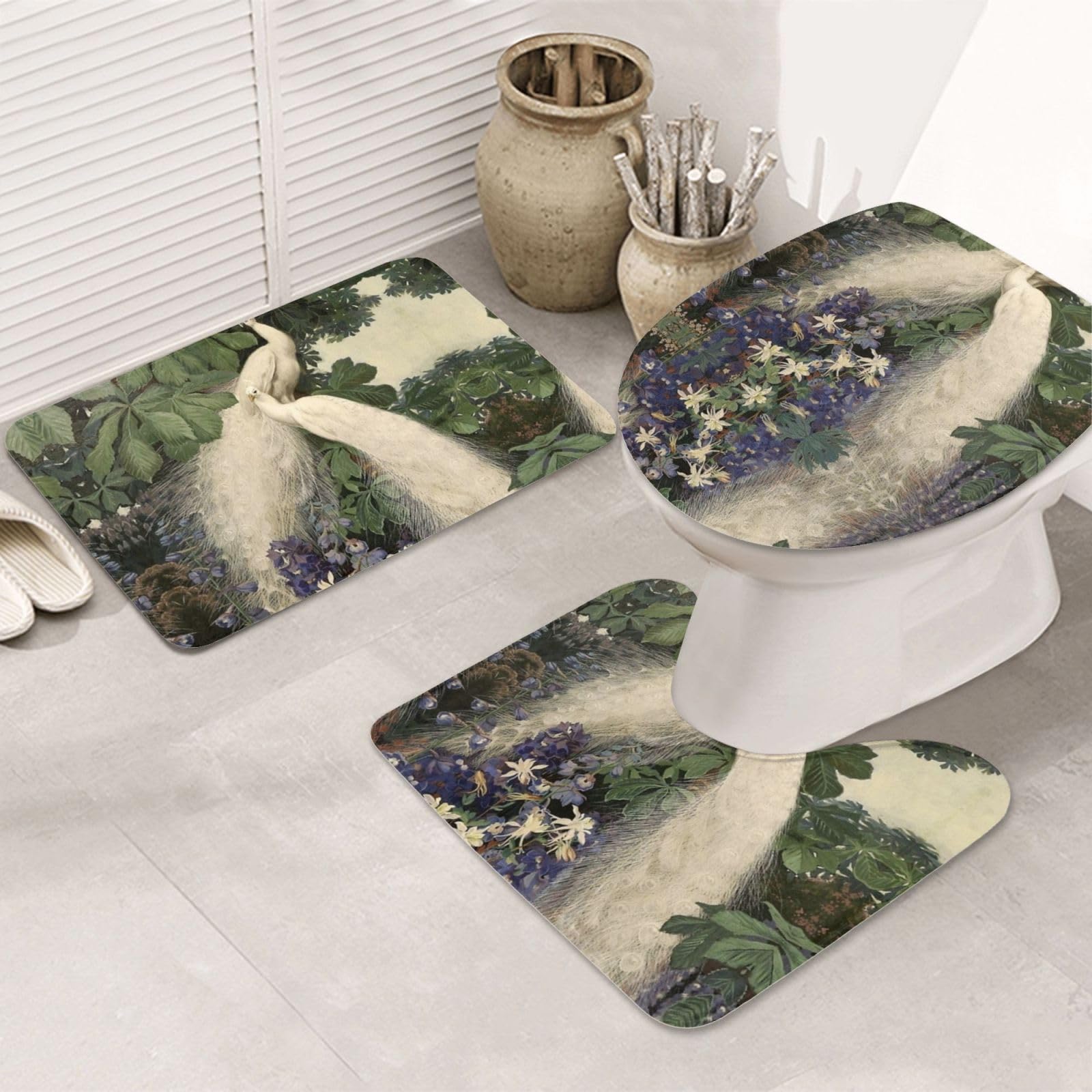 Tapis de salle de bain anti glissade lot de 3 pour sol sec et sécurisé