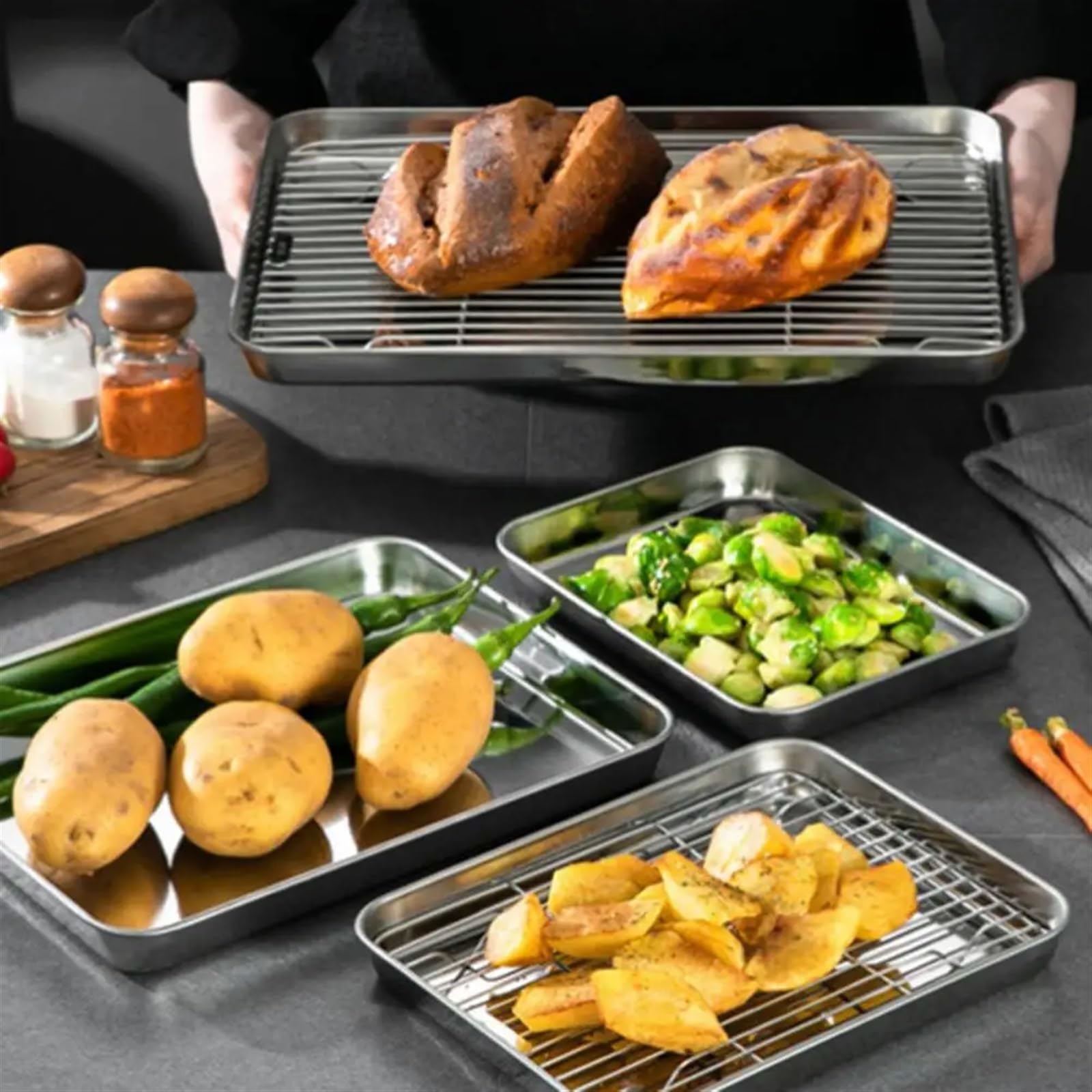 Rejilla de malla de repuesto de acero inoxidable antiadherente de 22 cm, herramienta duradera para asar carne gruesa, accesorio perfecto para barbacoa