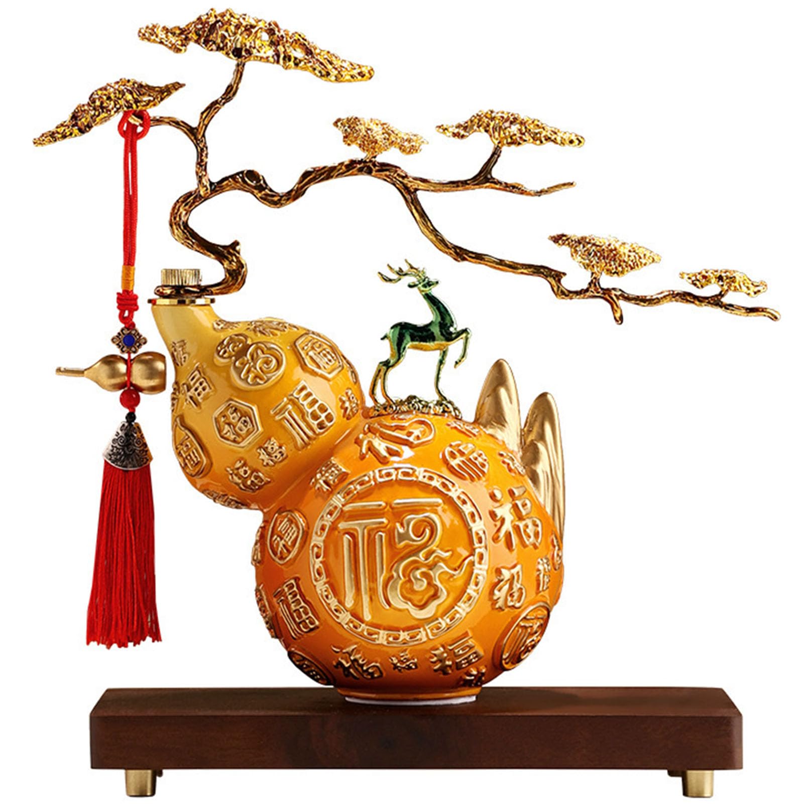 Feng Shui Good Luck Gourd, Chinese Resin Statue for Office Home Desktop