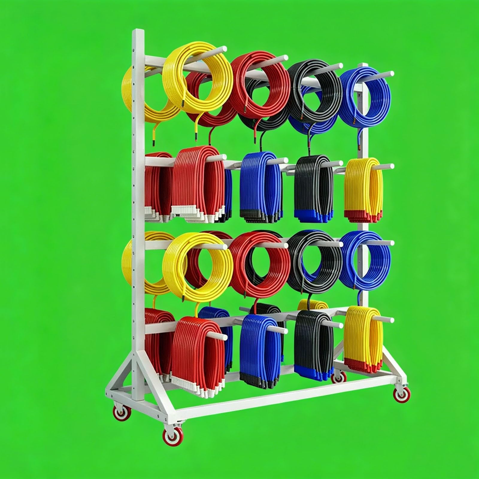 Wire Spool Rack Power Cord Spool Rack Cable Reels Storage Stand Heavy Duty Wire Cable Display & Storage with Wheels 881lbs Capacity, Steel(B,3-Tier 160x90x200cm)
