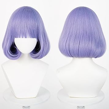 LABEAUTE Light Purple Short Bob Wig with Bangs for Women Men, 12.99 Inch Synthetic Cosplay Wig,Natural Looking,Soft & Lightweight,Heat Resistant,Easy to Style for Daily Wear,Party & Cosplay + Cap